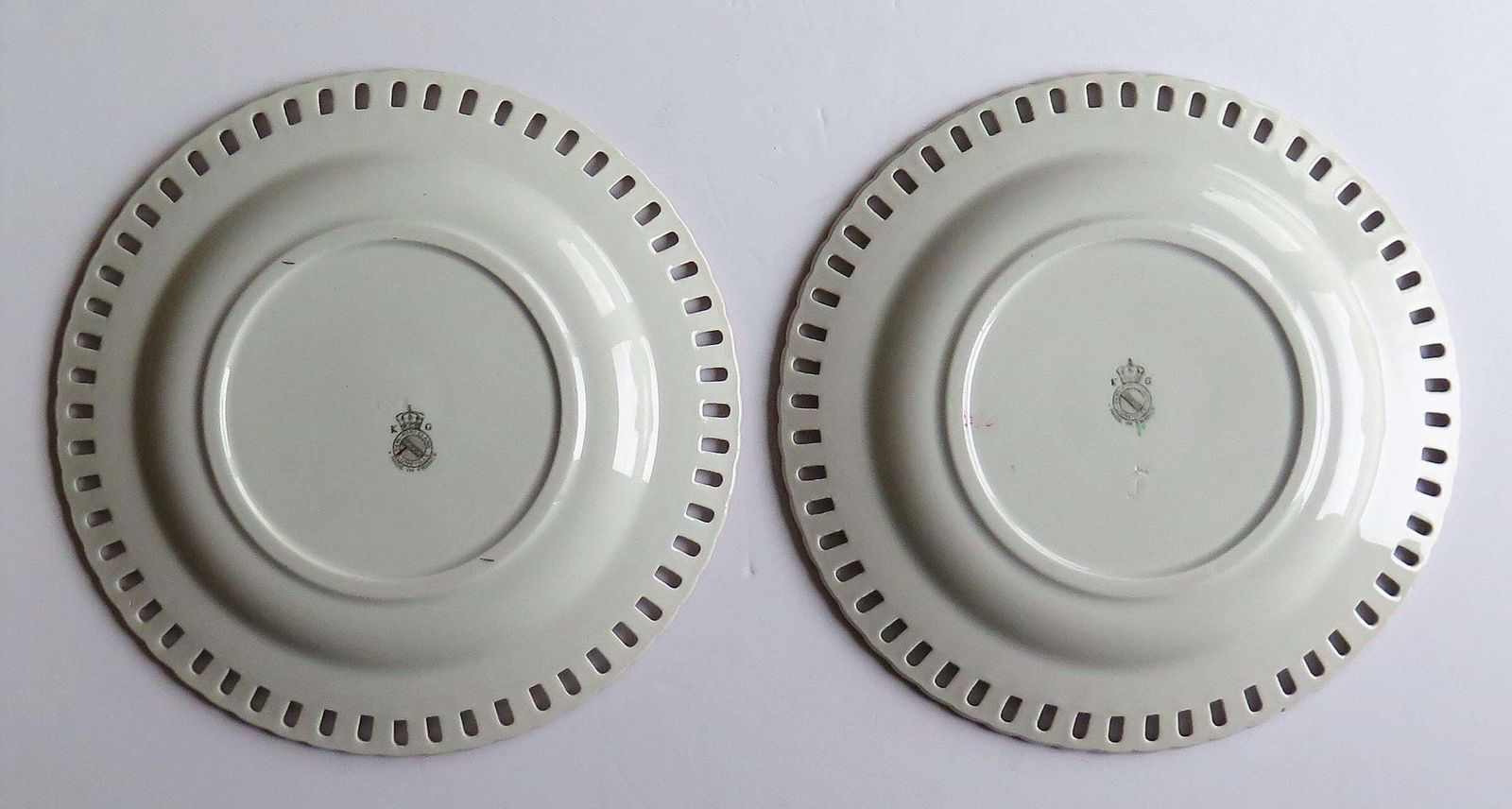 175.0 Pair Of Antique French Faience Plates By K&G Luneville, Hand Painted, 1895 photo