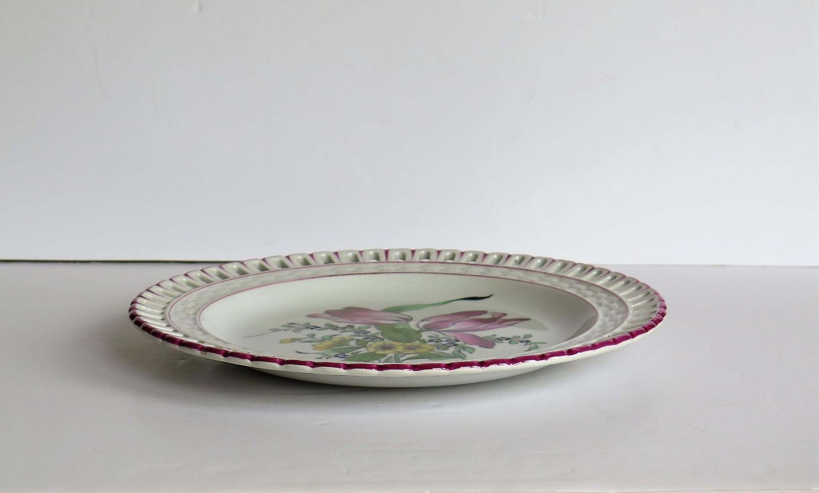 photo vinterior Pair Of Antique French Faience Plates By K&G Luneville, Hand Painted, 1895