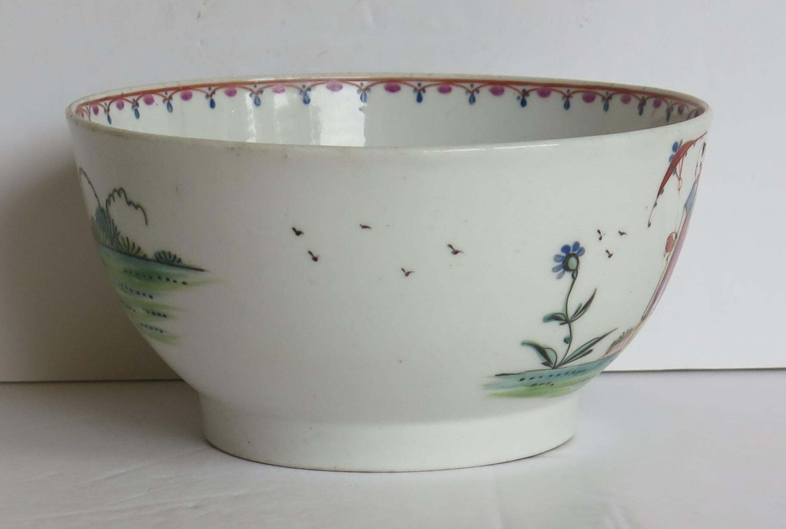Early New Hall Porcelain Bowl Chinese Figures Lady With Parasol Ptn. 20, Ca 1790 photo buy