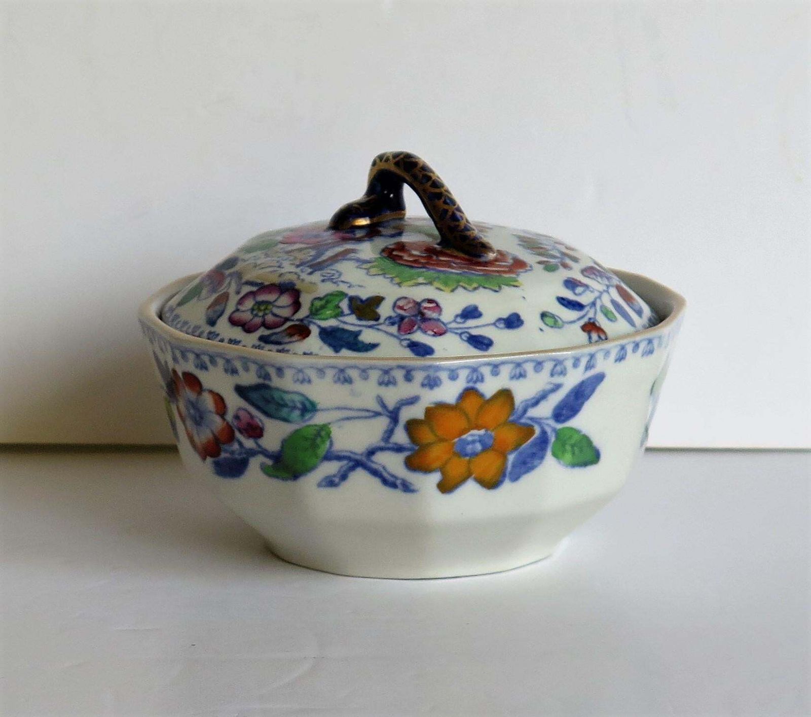 Mason's Ironstone Lidded Dish Or Bowl In Flying Bird Pattern, Circa 1890 photo vintage