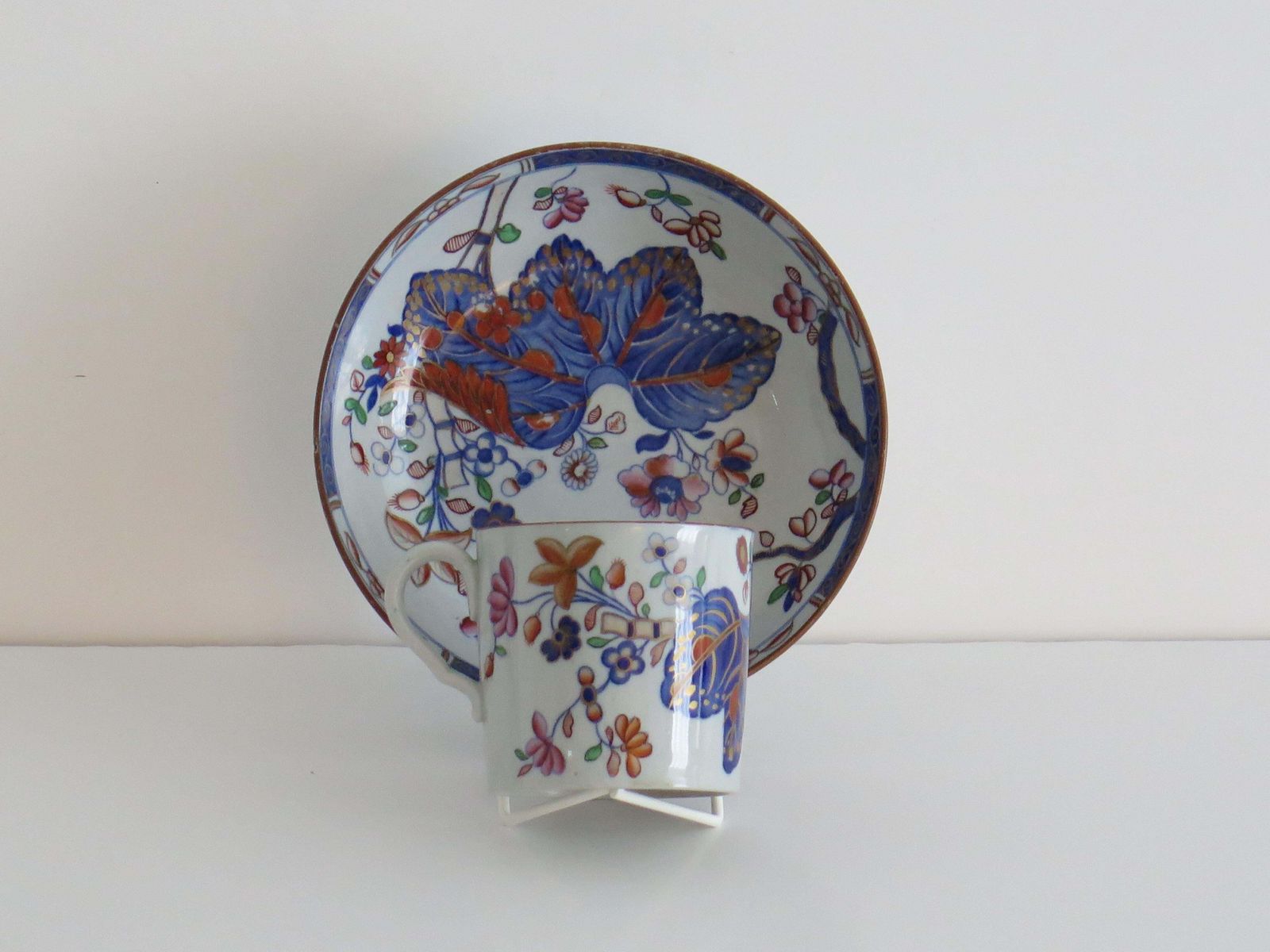 Spode Stone China Coffee Can & Saucer Duo In Tobacco Leaf Pattern 2061, Ca 1820 photo furniture