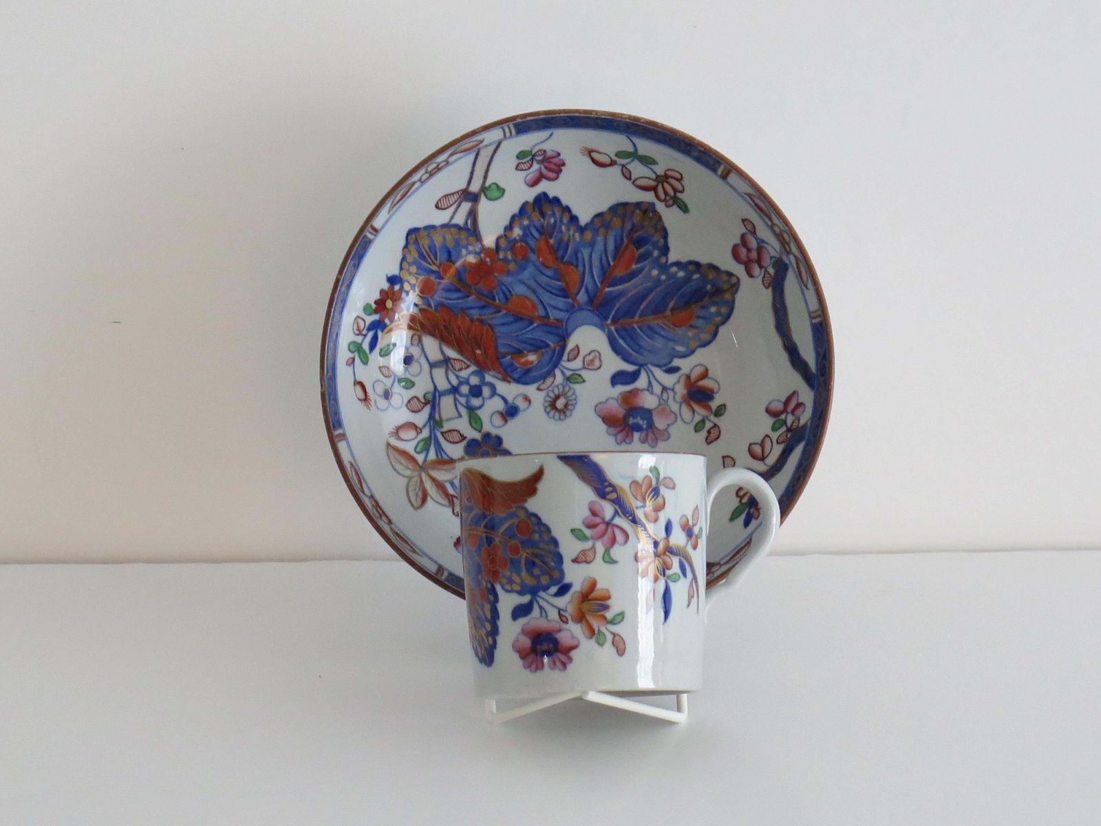 Spode Stone China Coffee Can & Saucer Duo In Tobacco Leaf Pattern 2061, Ca 1820 photo Home Decor