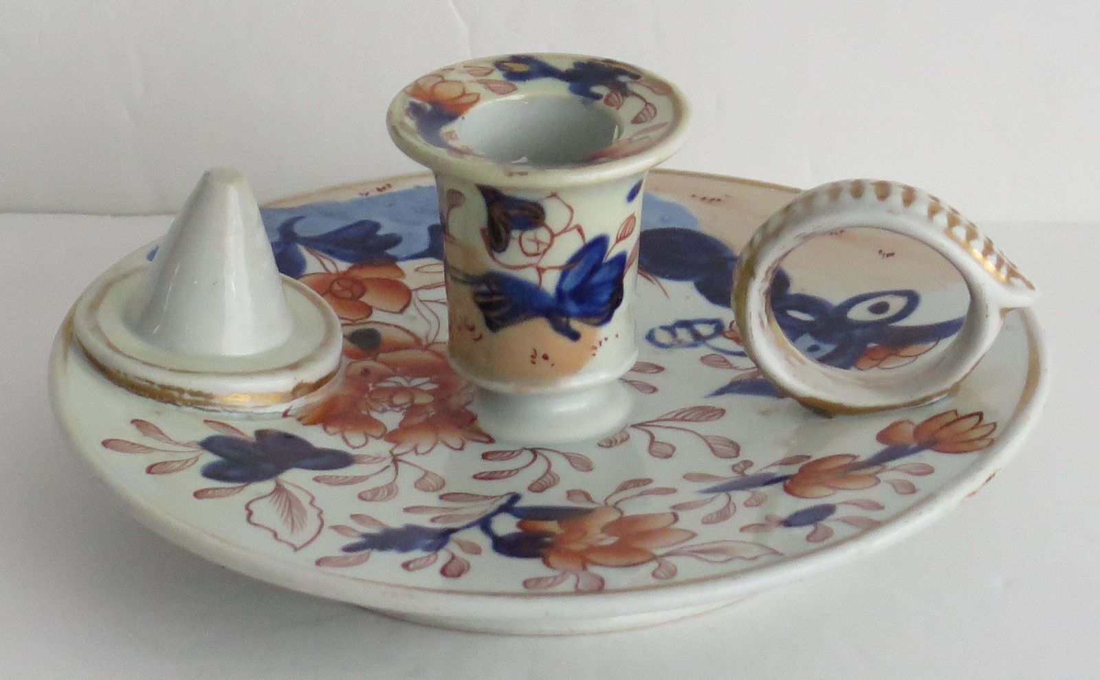 Rare Masons Ironstone Chamber Candle Stick In Fence Japan Pattern, Circa 1818 photo Home Decor