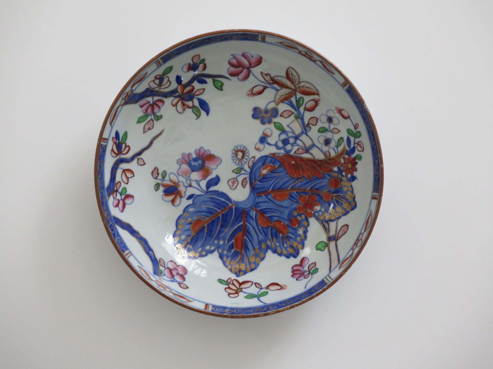 photo vinterior Spode Stone China Coffee Can & Saucer Duo In Tobacco Leaf Pattern 2061, Ca 1820