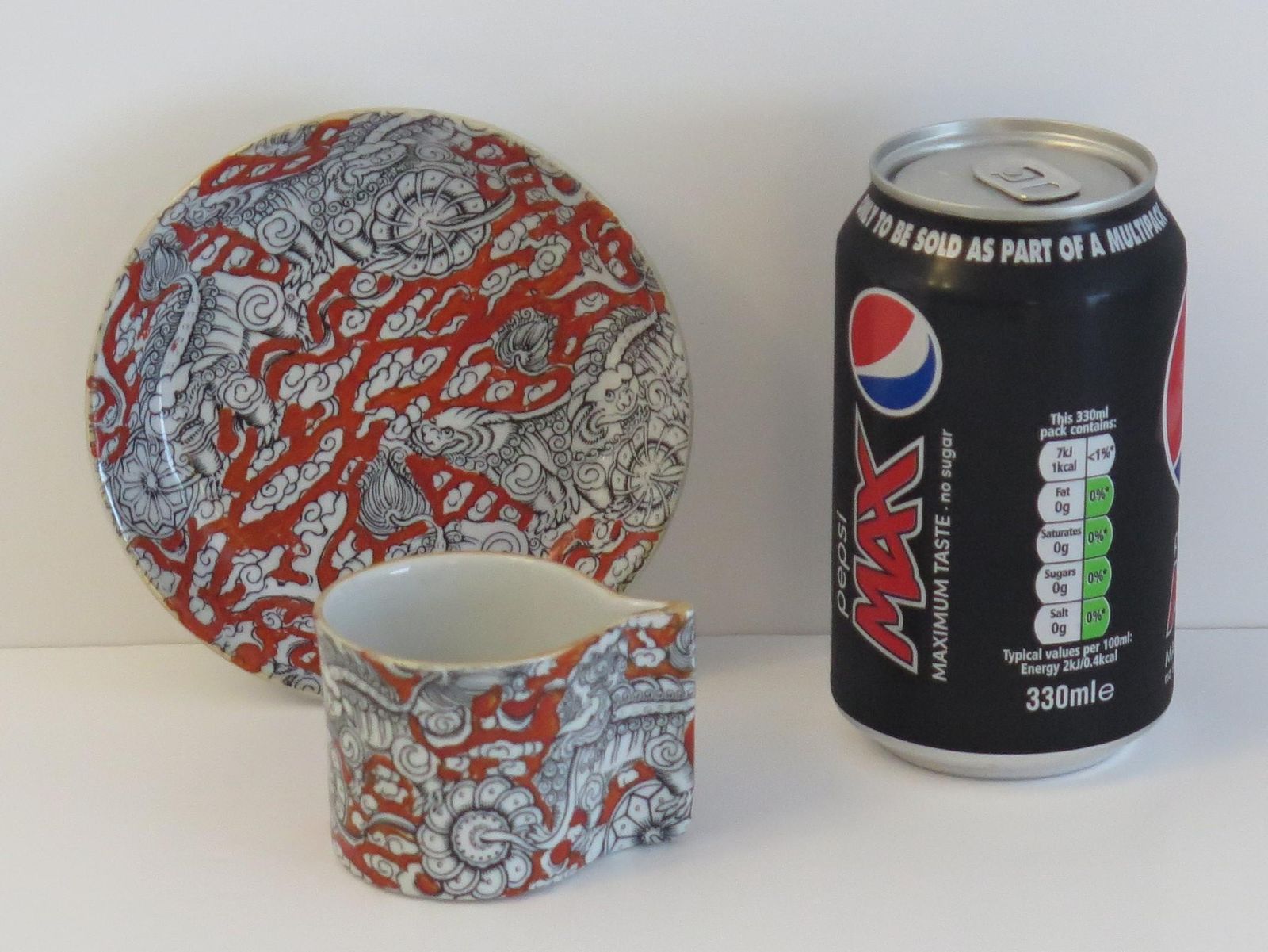 photo vinterior Rare Mason's Ironstone Coffee Can And Saucer In Bandana Pattern, Circa 1890