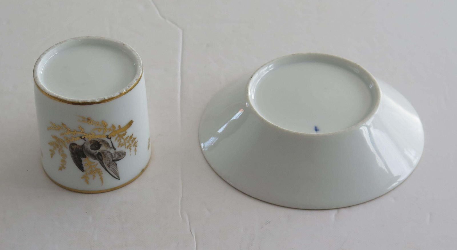 325.0 Fine Old Paris Porcelain Coffee Can & Saucer Duo Hand Painted, French Circa 1800 photo