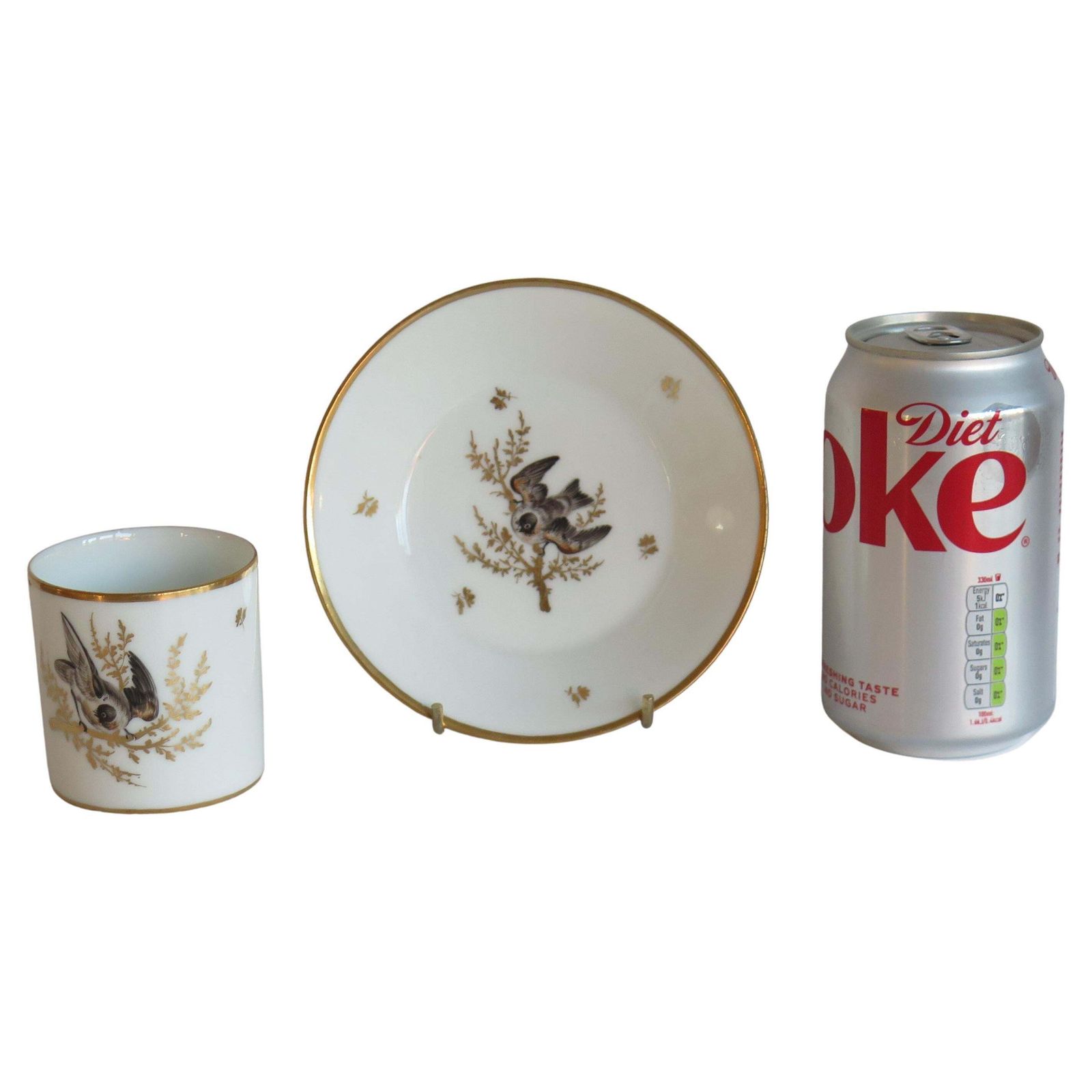 photo vinterior Fine Old Paris Porcelain Coffee Can & Saucer Duo Hand Painted, French Circa 1800