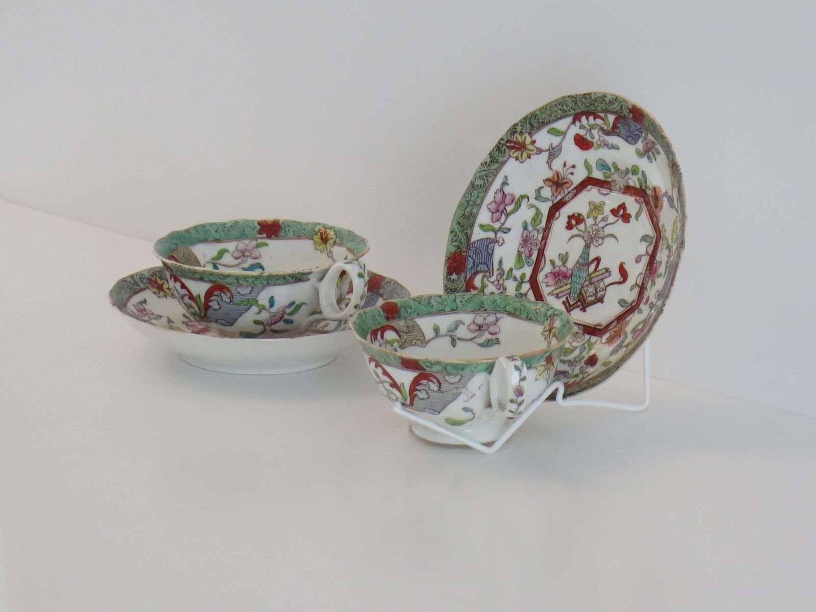 William Ivth Pair (B) Of C J Mason’s Cups & Saucers Porcelain Ptn 223, Ca 1830 photo for sale