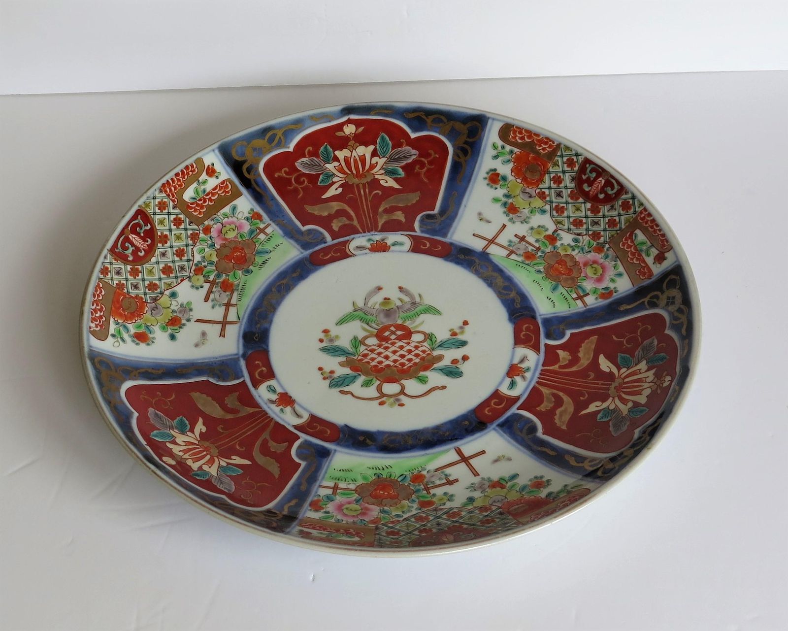 Hand Decorated Japanese Porcelain Charger, Imari Pattern, Meiji Era Circa 1880 photo furniture