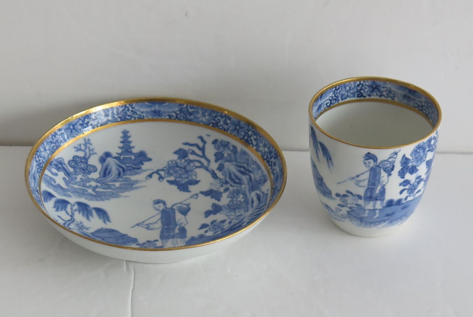 Antique John Turner Porcelain Cup And Saucer In Traveller Pattern, Circa 1795 photo for sale