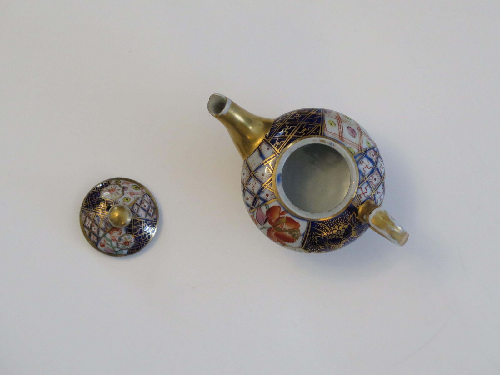Rare Mason's Ironstone Miniature Teapot In Plaid Japan Rare Pattern, Circa 1820 photo Home Decor