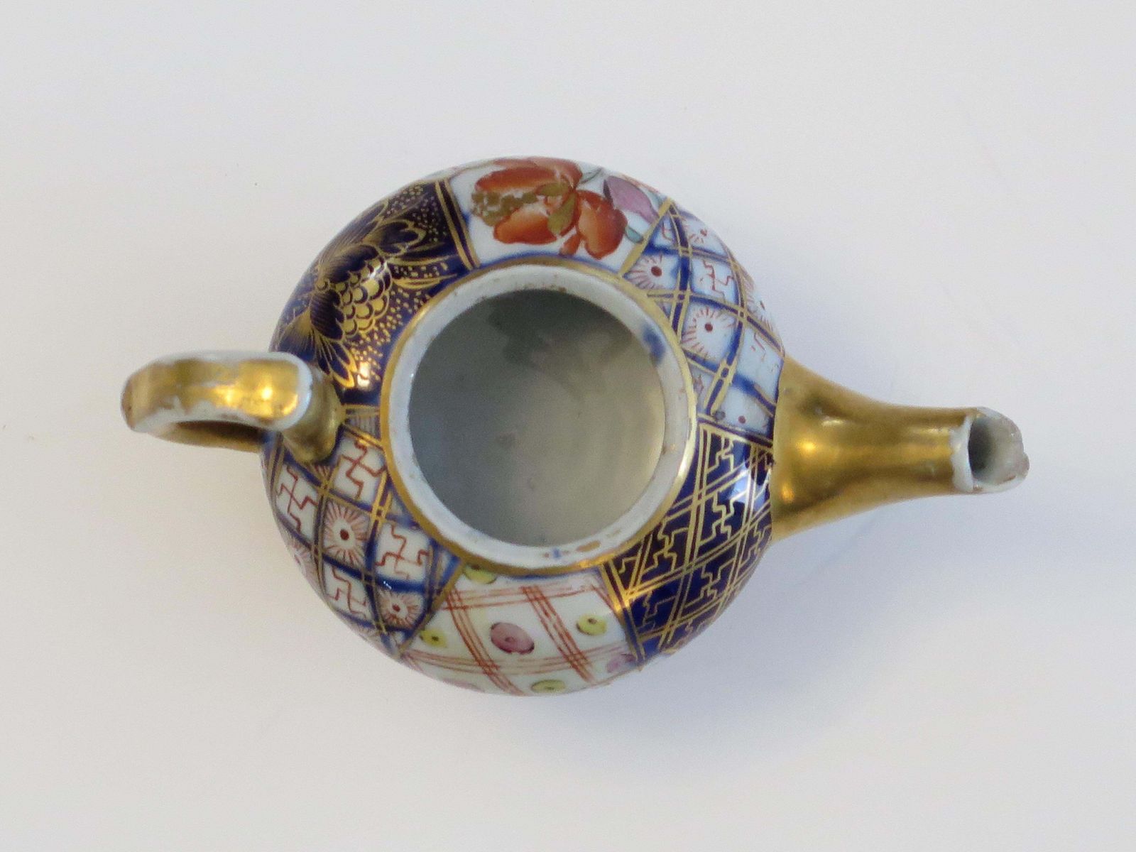 photo vintage Rare Mason's Ironstone Miniature Teapot In Plaid Japan Rare Pattern, Circa 1820