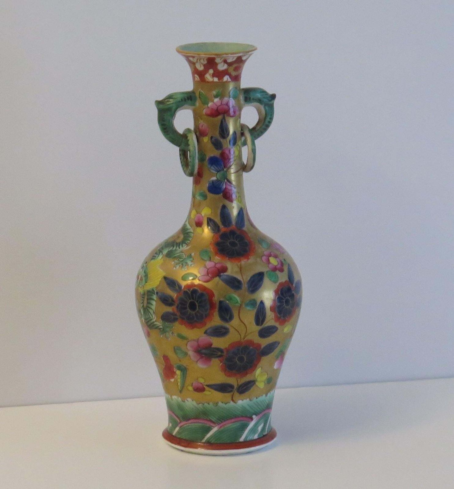 Masons Ironstone Bottle Vase In Chinese Dragon Pattern Very Rare, Circa 1820 photo furniture