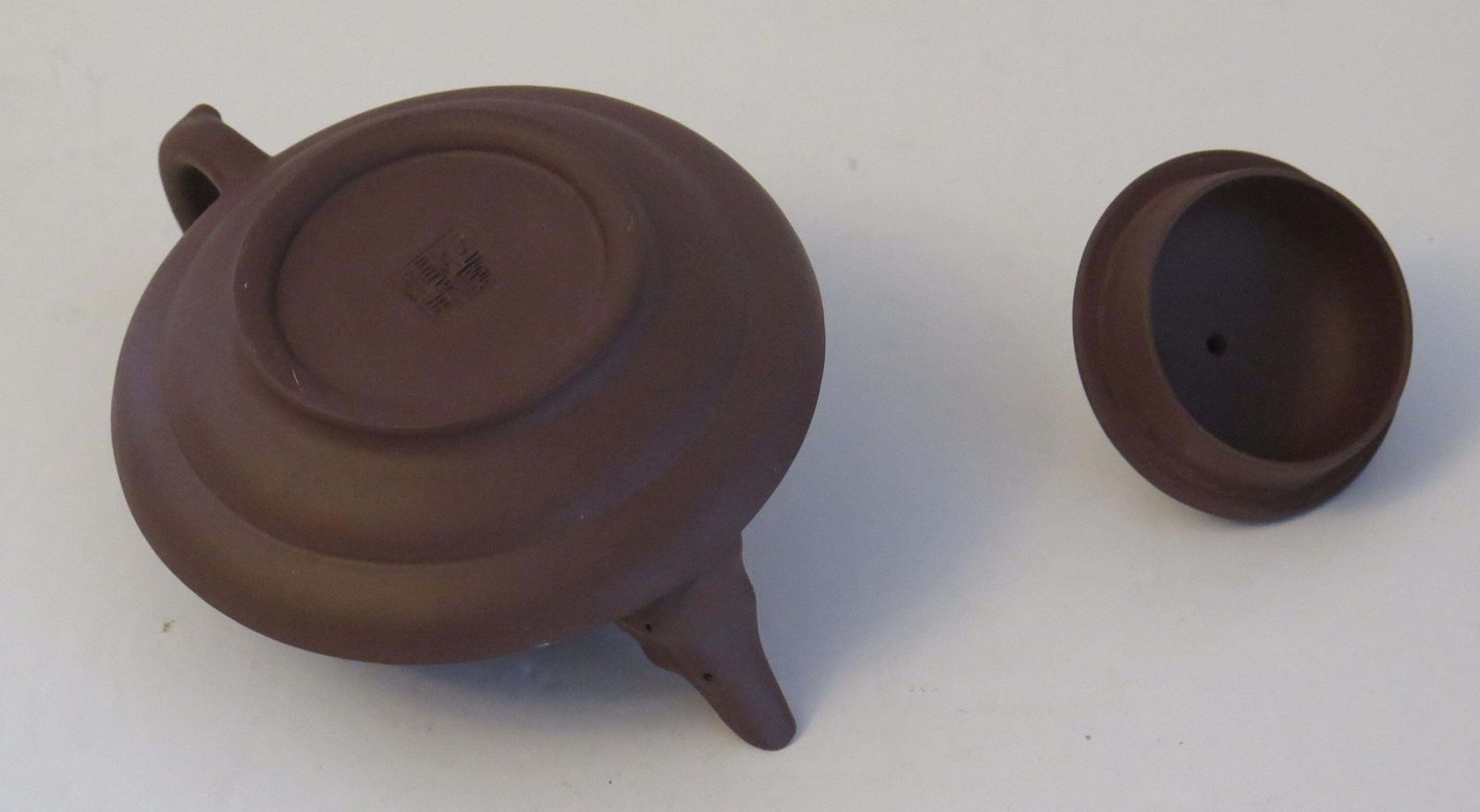 Chinese Yixing Red Clay Teapot Poems & Bamboo Leaves Seal Mark, C 1950 photo vintage