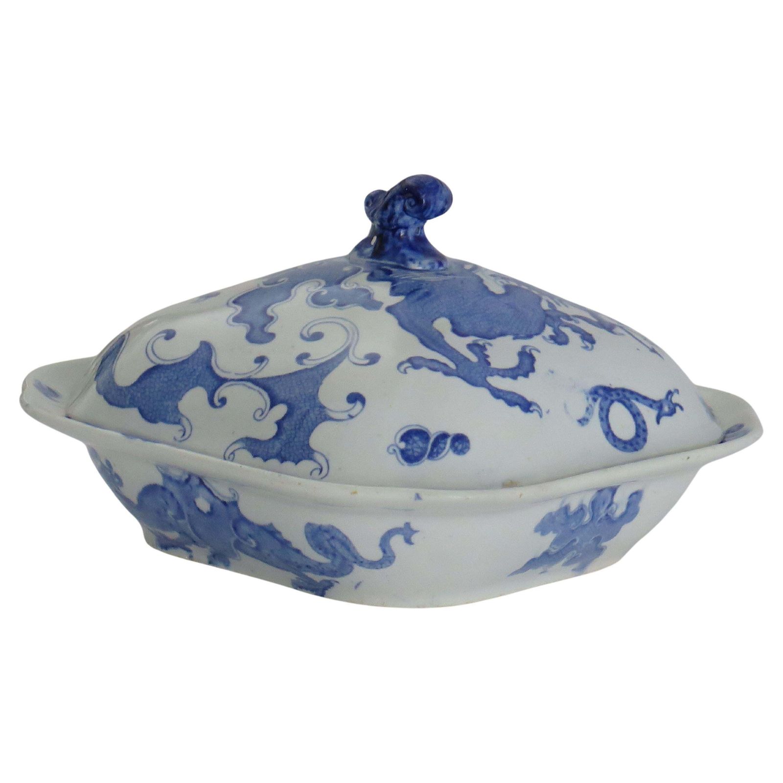 Georgian Mason's Ironstone Serving Dish & Cover In Chinese Dragon Ptn, Ca 1818 photo furniture