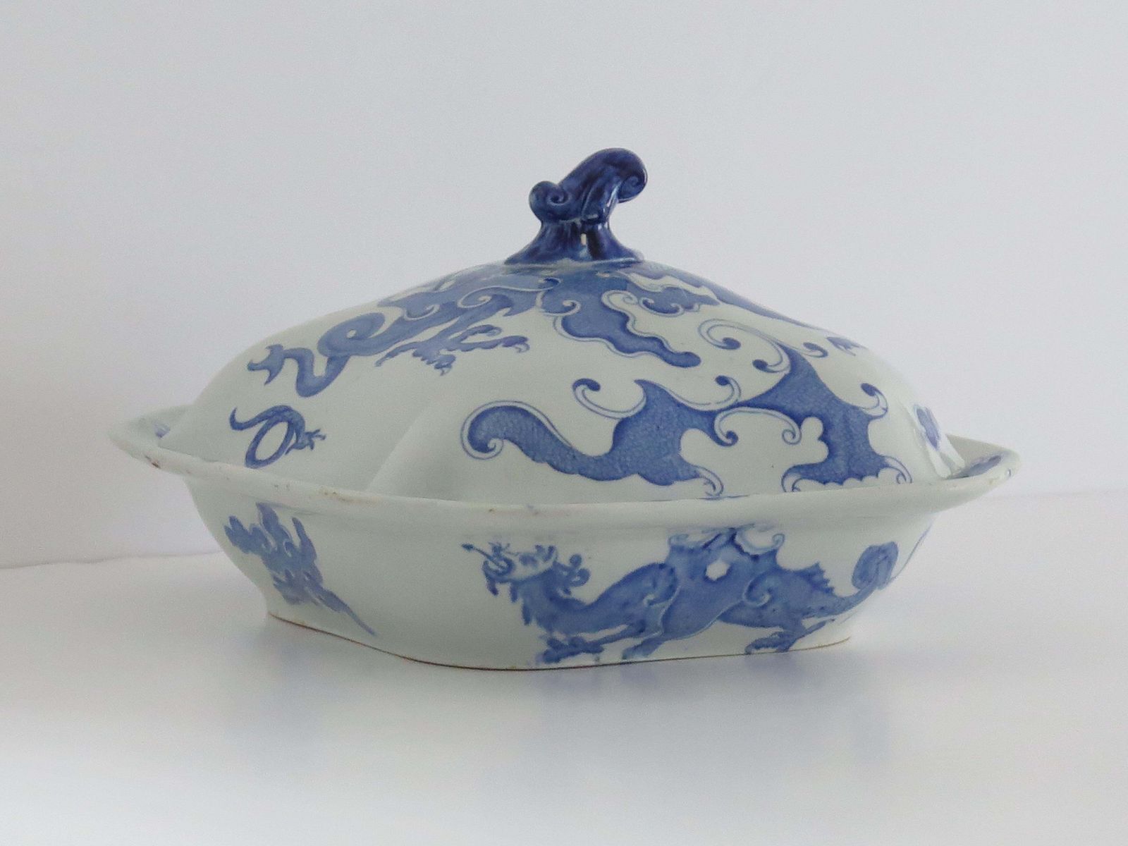 Georgian Mason's Ironstone Serving Dish & Cover In Chinese Dragon Ptn, Ca 1818 photo vinterior