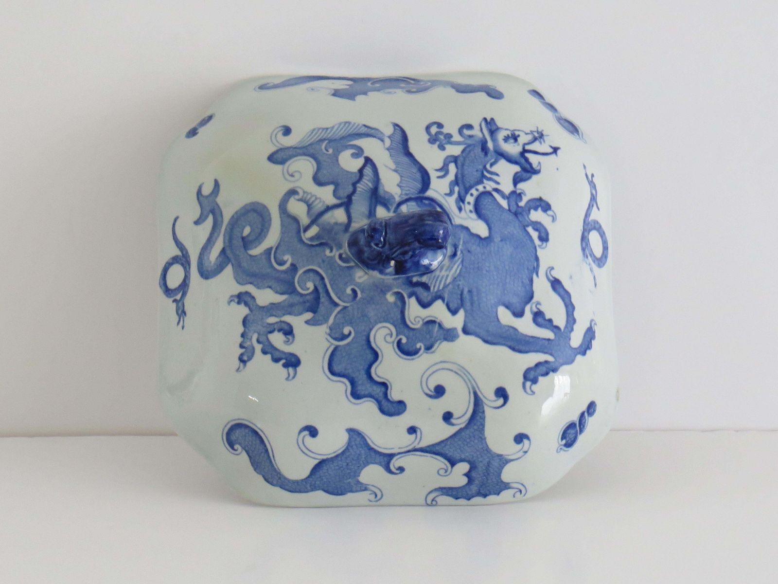 595.0 Georgian Mason's Ironstone Serving Dish & Cover In Chinese Dragon Ptn, Ca 1818 photo