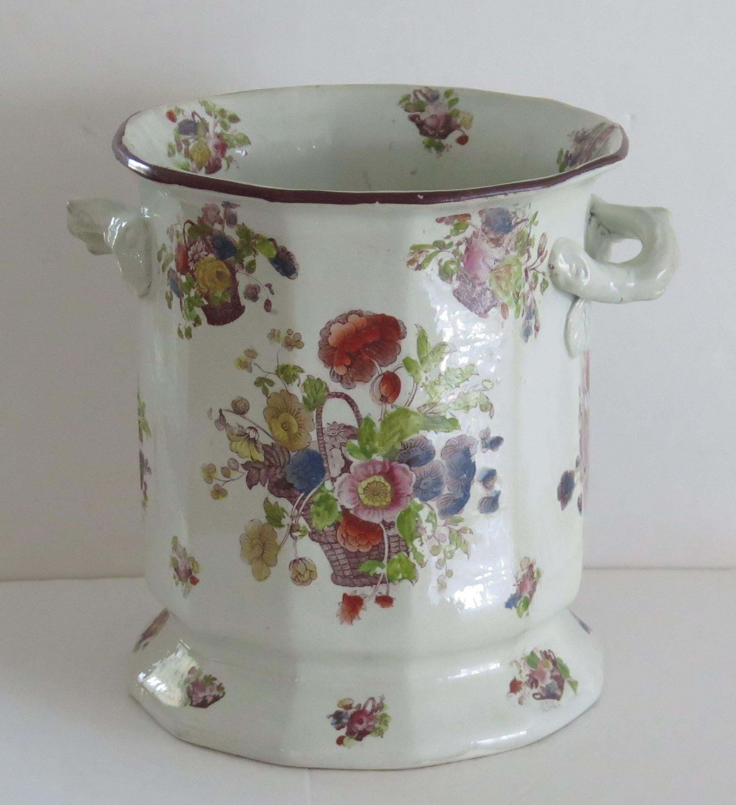 Rare Georgian Masons Ironstone Large Wine Cooler Or Ice Pail, English Circa 1818 photo for sale