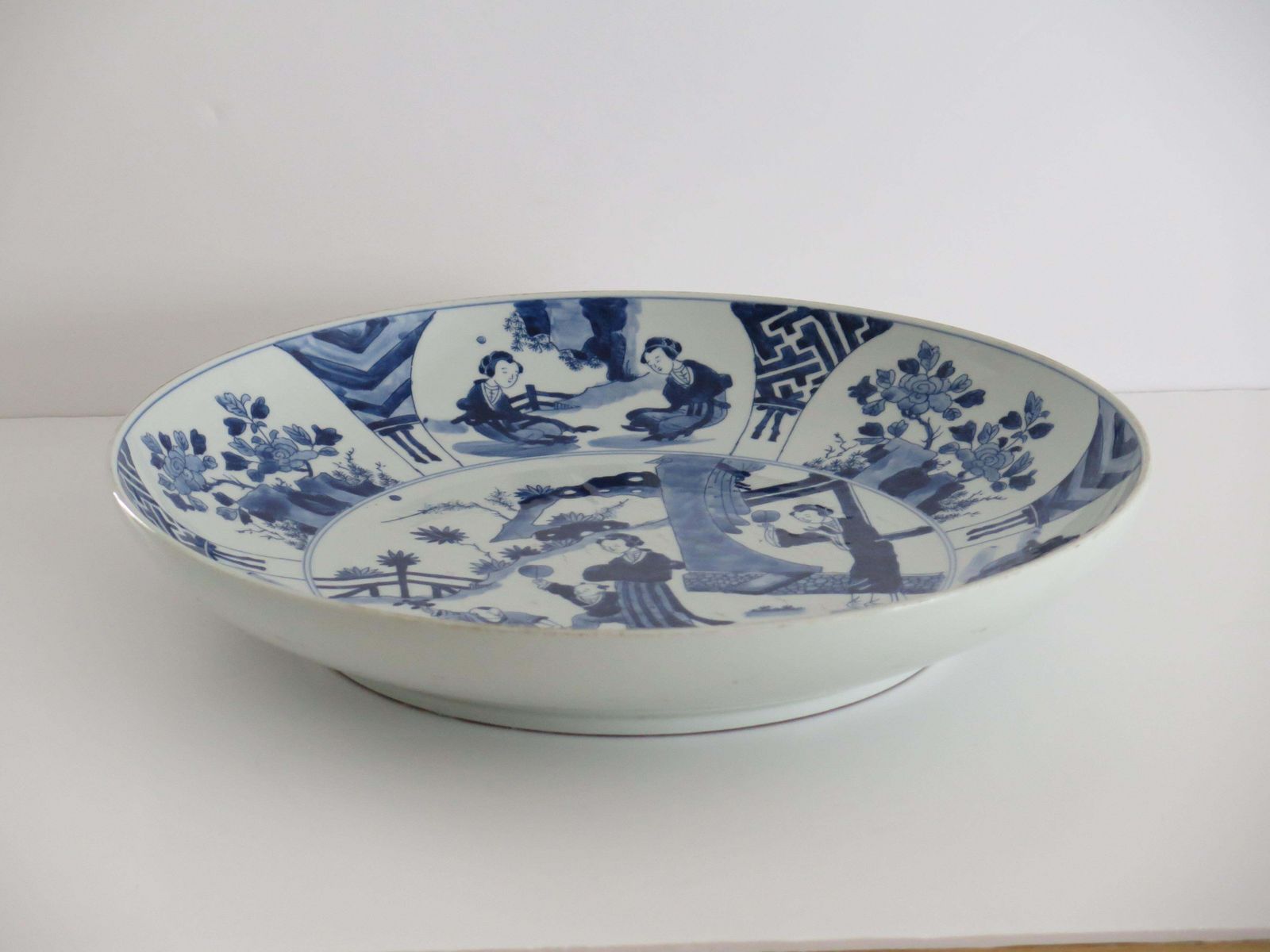 Large Chinese Export Dish Or Plate Porcelain Blue & White 17 Inch Dia, Ca 1920s photo Home Decor