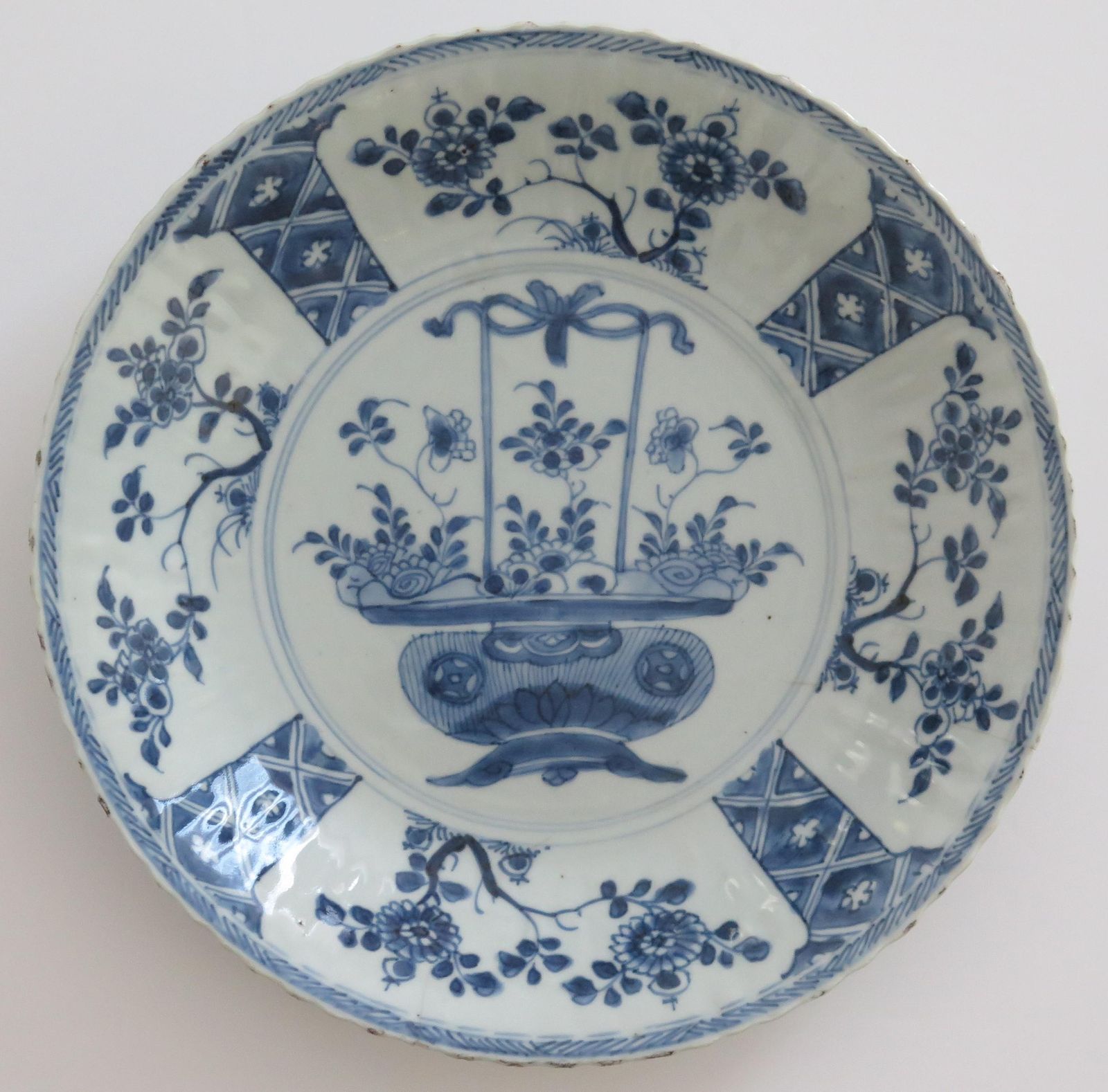 Chinese Large Dish Or Plate 11+Ins Dia Porcelain Blue & White, Yongzheng Ca 1730 photo furniture