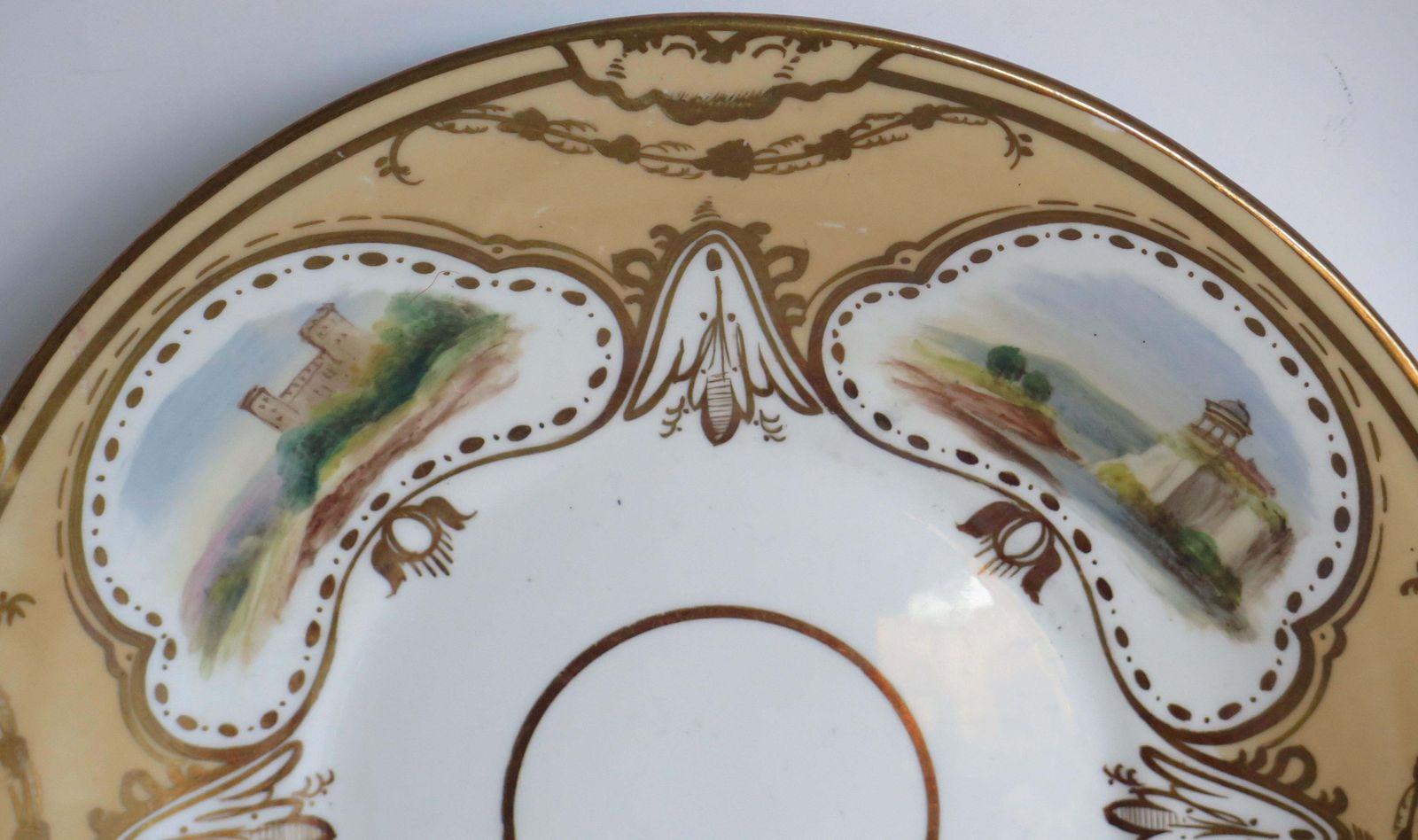 photo buy Set Of Ten Desert Plates By Rockingham Porcelain Hand Painted Scenes, Circa 1825