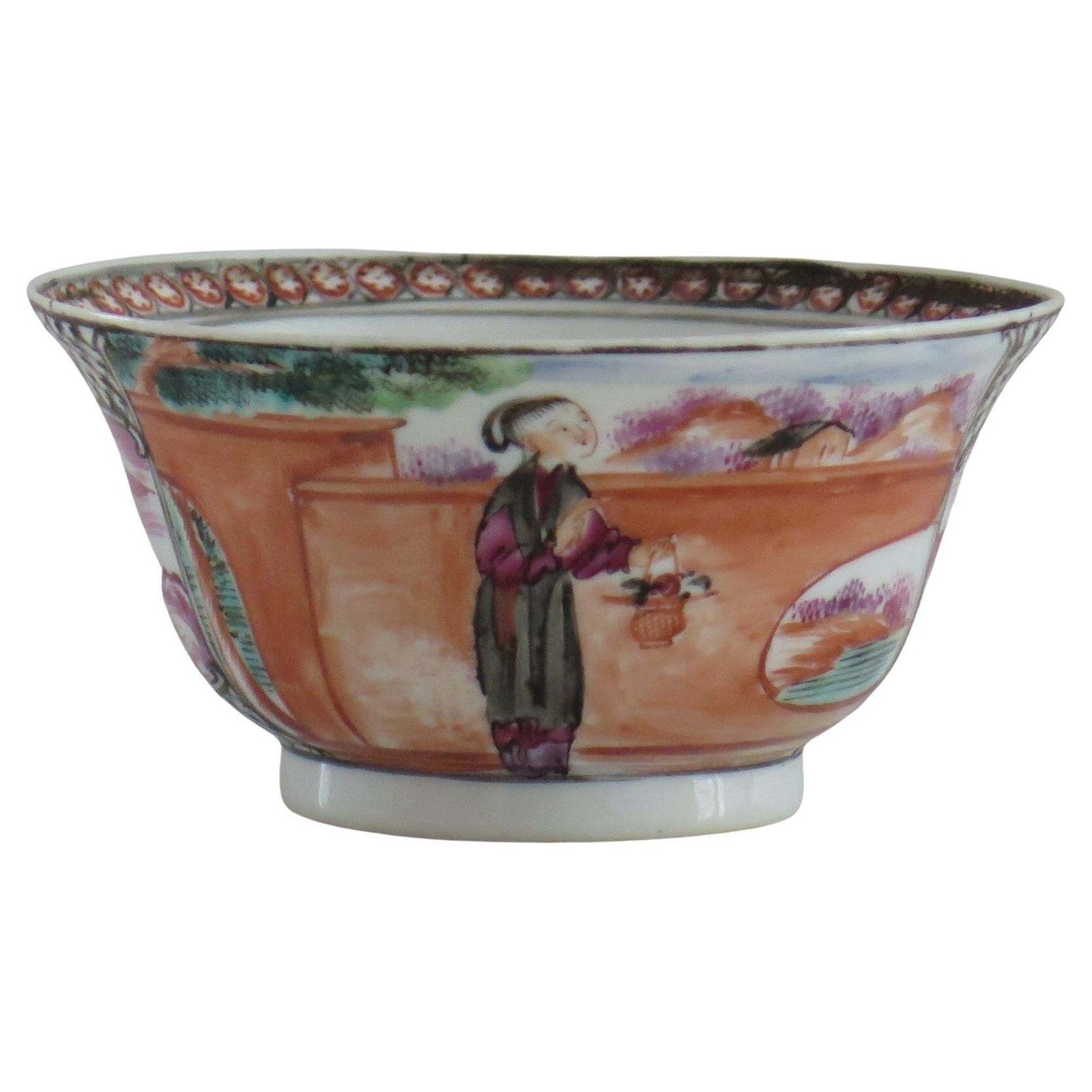18thc Chinese Porcelain Bowl Hand Painted Famille Rose, Qing Qianlong Circa 1760