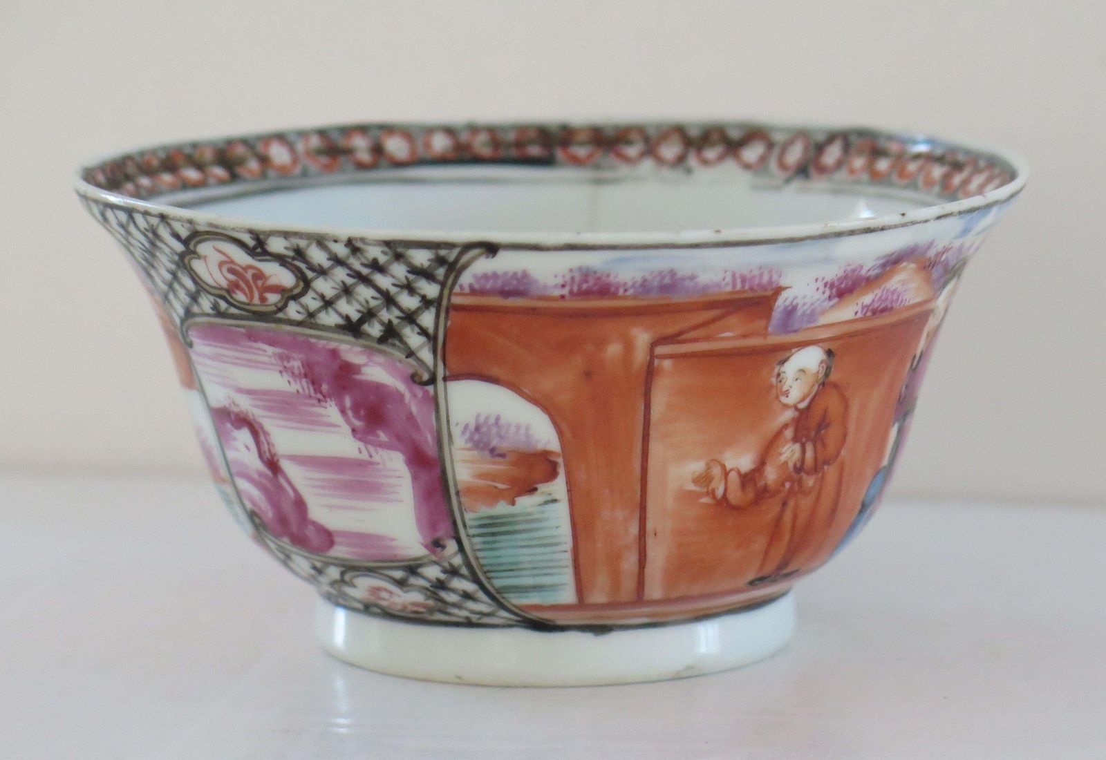 18thc Chinese Porcelain Bowl Hand Painted Famille Rose, Qing Qianlong Circa 1760 photo vinterior