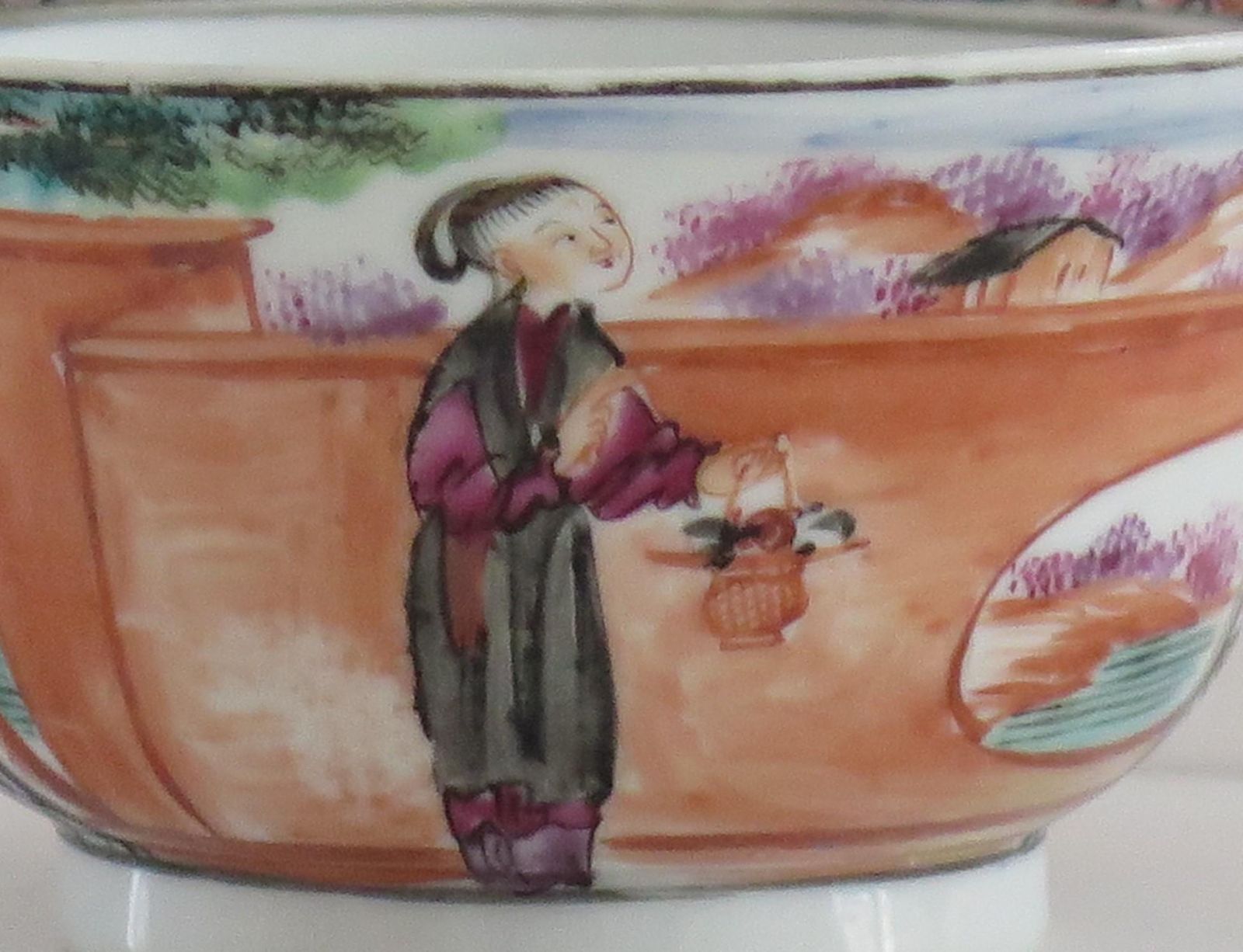 Home Decor 18thc Chinese Porcelain Bowl Hand Painted Famille Rose, Qing Qianlong Circa 1760 photo