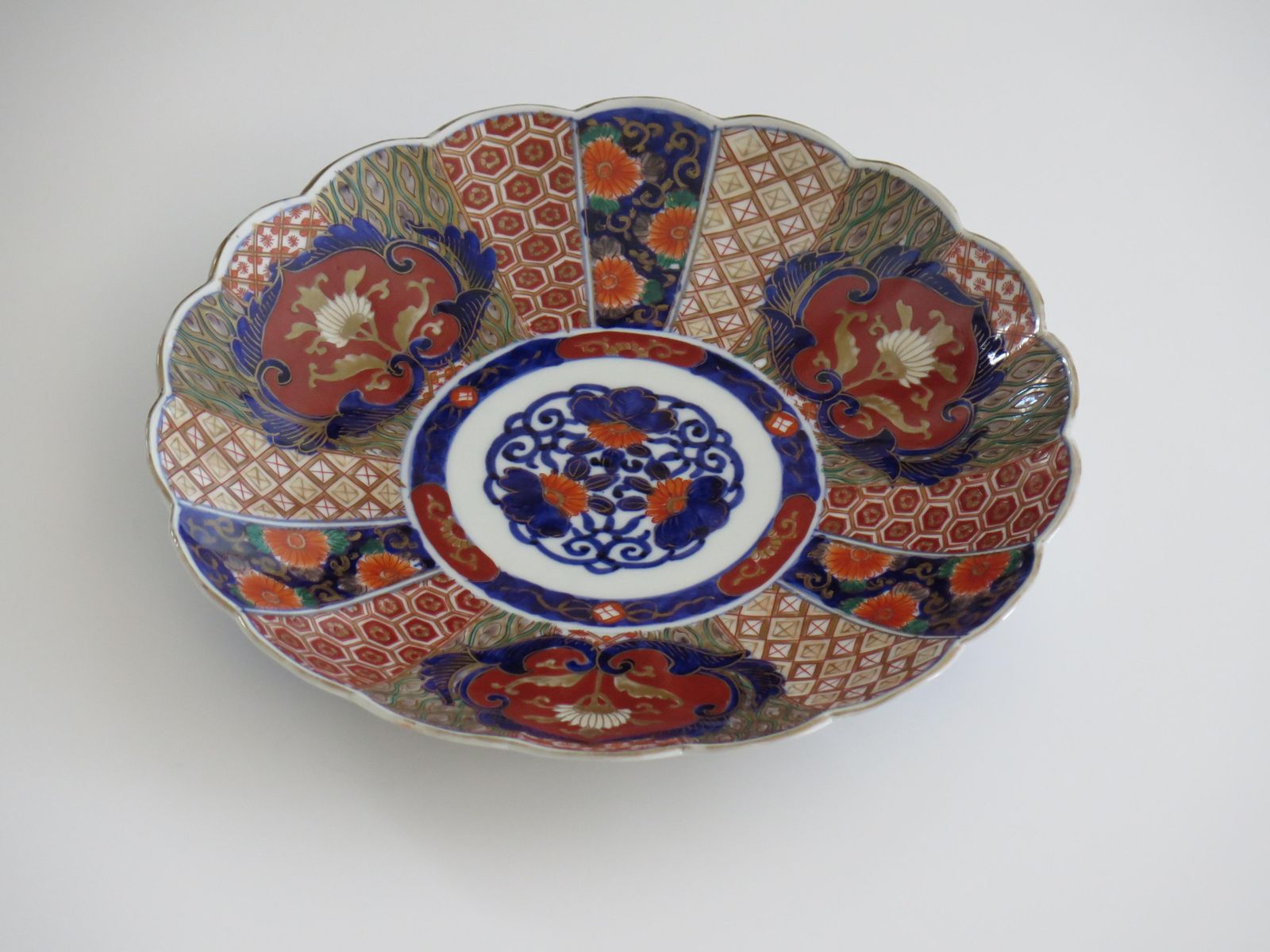 Japanese Porcelain Charger Or Large Plate Hand Painted Imari, 19th C Meiji photo vintage
