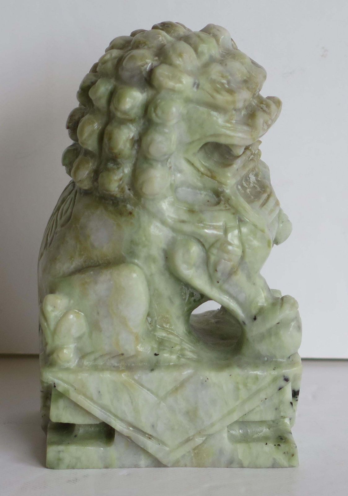 475.0 Pair Of Chinese Foo Dogs Hand Carved Hardstone Good Colour And Detail, Ca 1940 photo