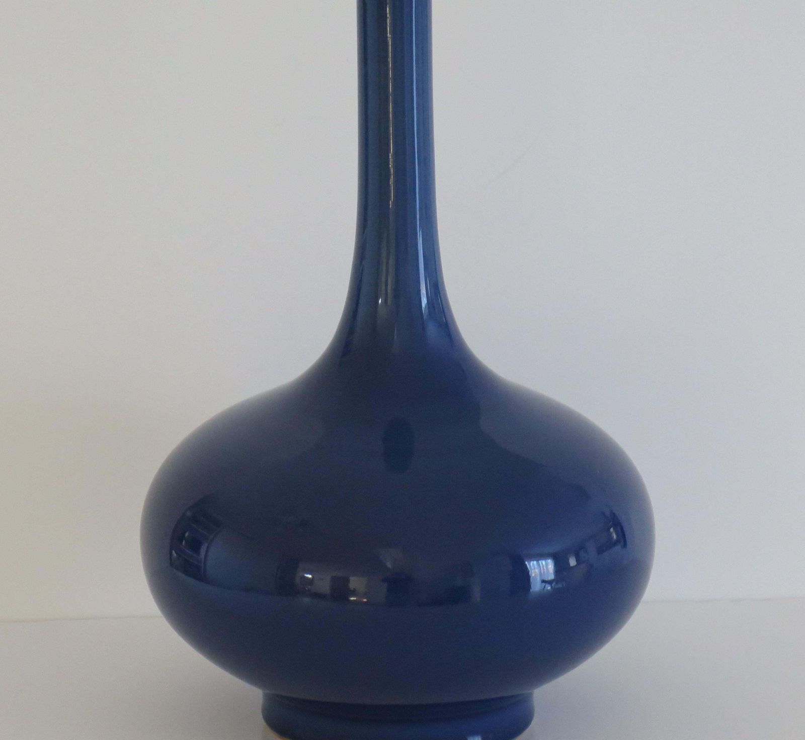 Tall Chinese Porcelain Bottle Vase Sapphire Blue 6 Char Mark, Late 19thc Qing photo for sale