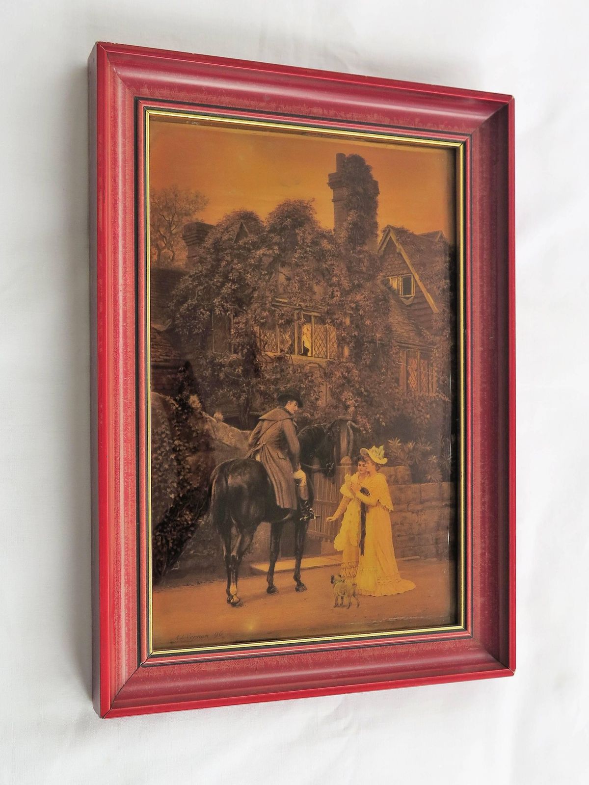 Victorian Crystoleum Picture After A L Vernon The Messenger To The Heiress, 1896 photo vinterior