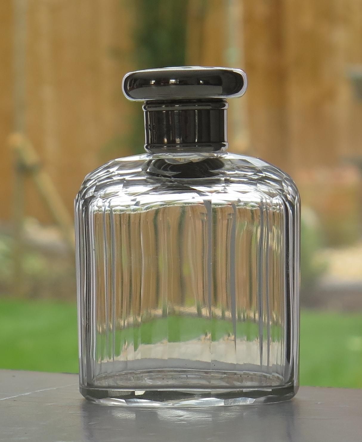 Crystal Glass Cologne Or Perfume Bottle Sterling Silver Top Art Deco London 1919 photo furniture