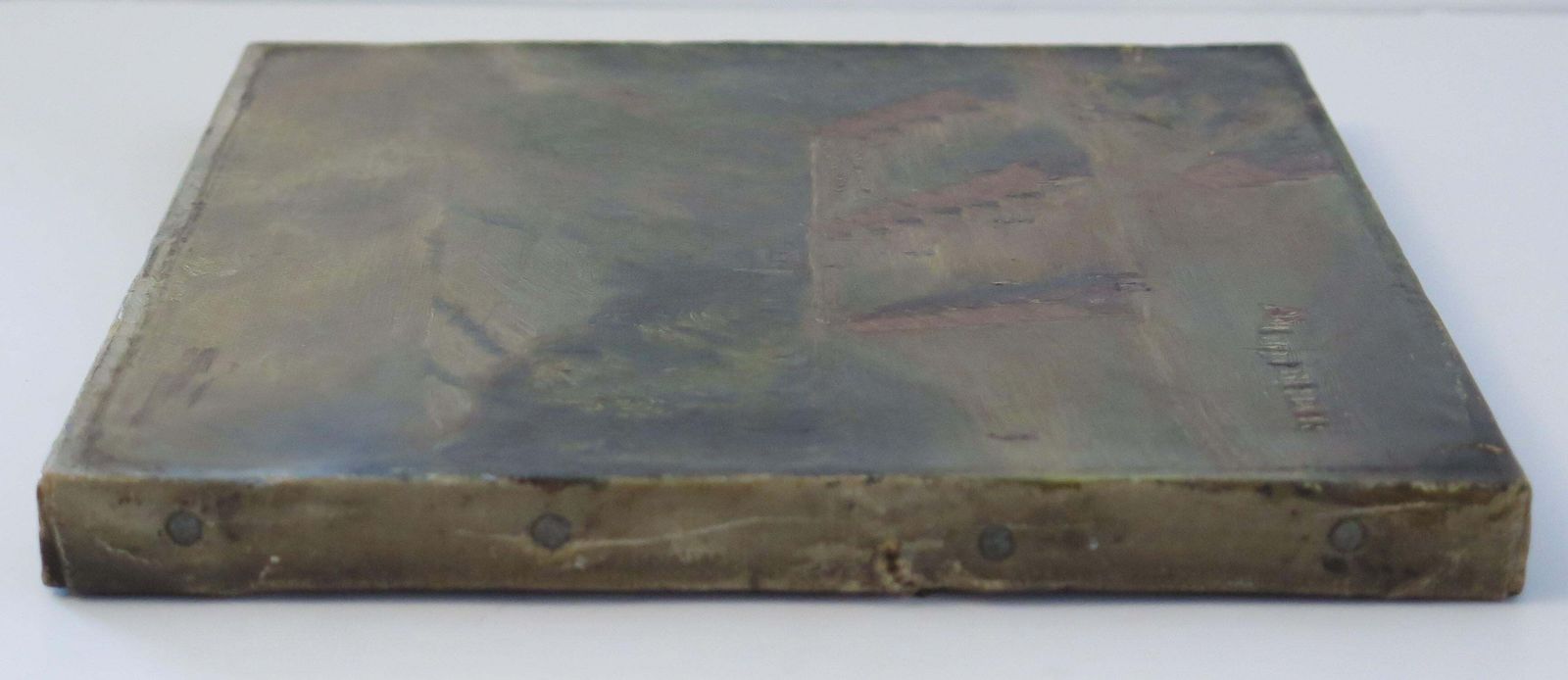 photo vinterior Original Oil Painting On Canvas Colonial Shanty Town Landscape, 19th C.