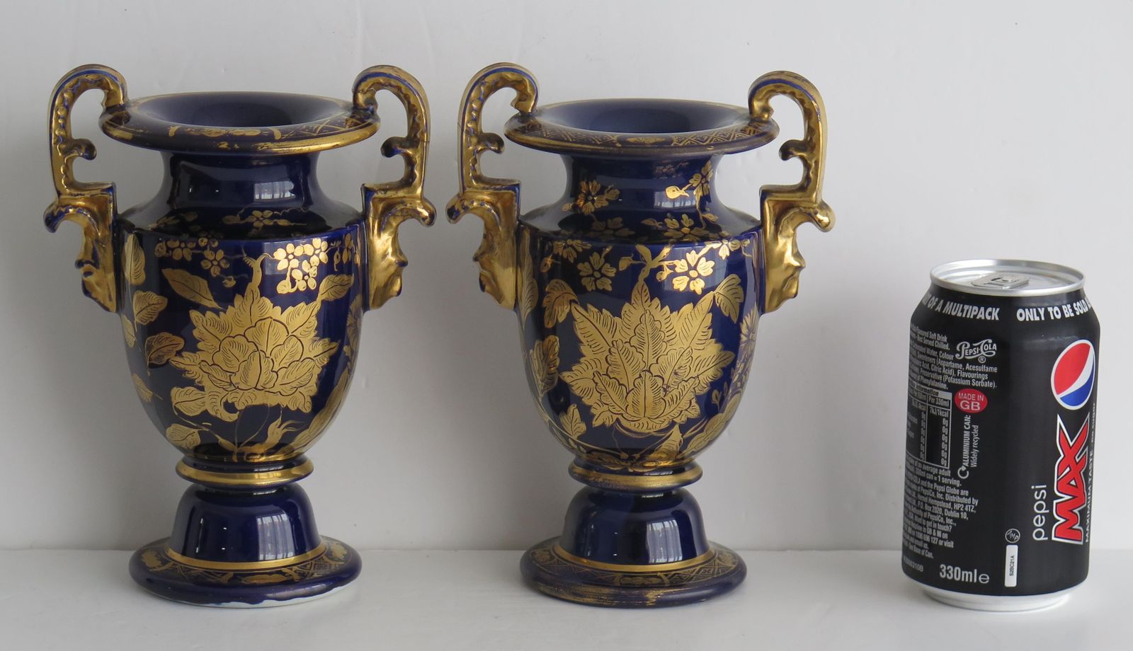 Georgian Pair Of Mason's Ironstone Vases With Hand Gilded Pattern, Circa 1818 photo vintage