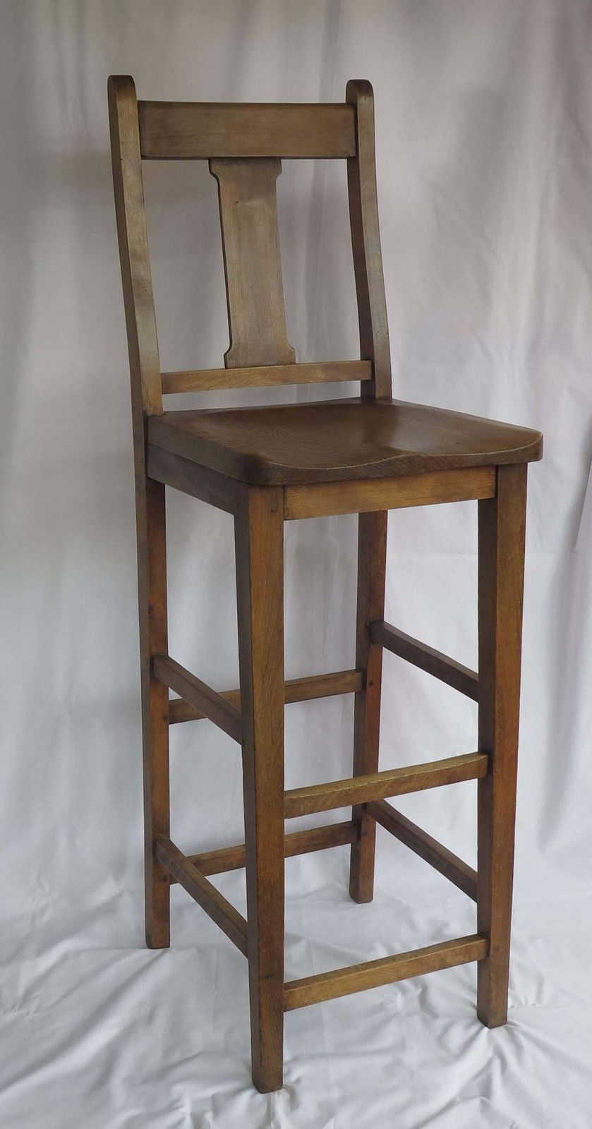 Victorian Clerk's High Chair Or Kitchen Chair In Beach And Elm, English Ca. 1880 photo furniture