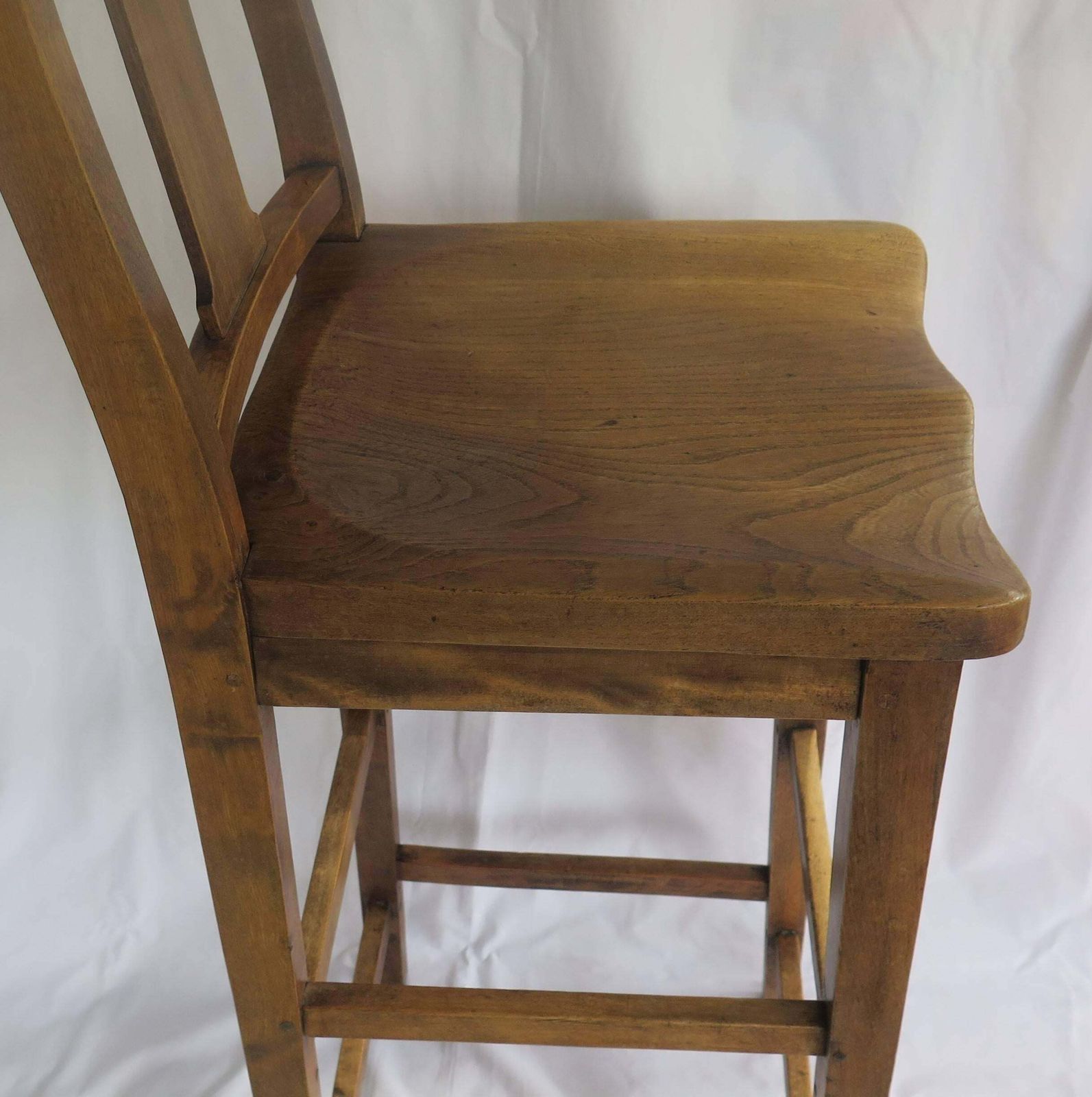 photo furniture Victorian Clerk's High Chair Or Kitchen Chair In Beach And Elm, English Ca. 1880