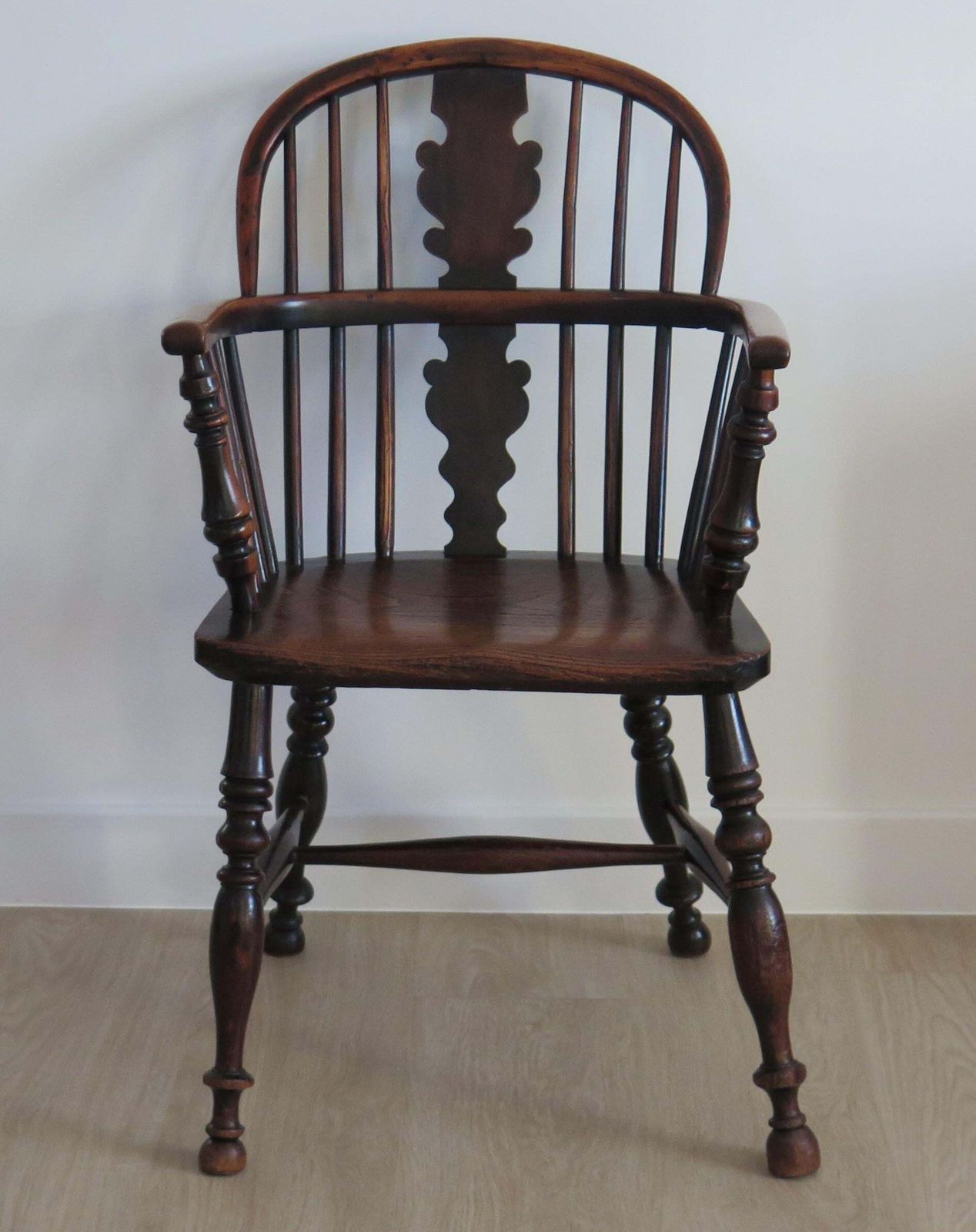 Yew Wood Low Back Windsor Armchair, North East Yorkshire England Circa 1850 photo Furniture
