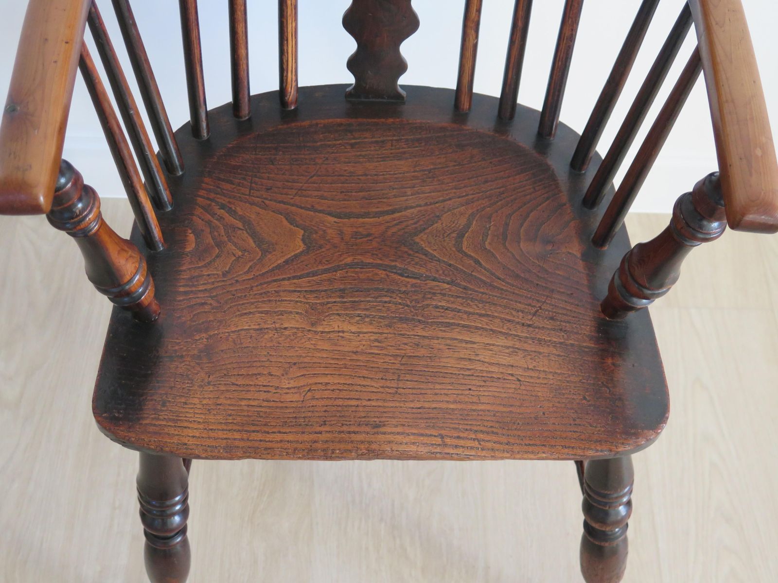 photo for sale Yew Wood Low Back Windsor Armchair, North East Yorkshire England Circa 1850