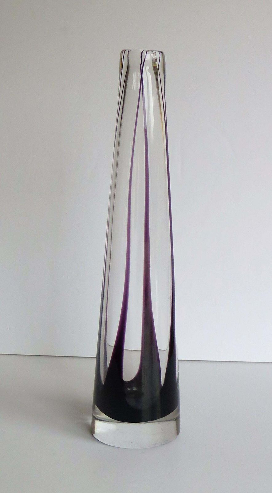 Tall Glass Sommerso Vase By Vicke Lindstrand For Kosta Glass, Sweden Circa 1960 photo for sale