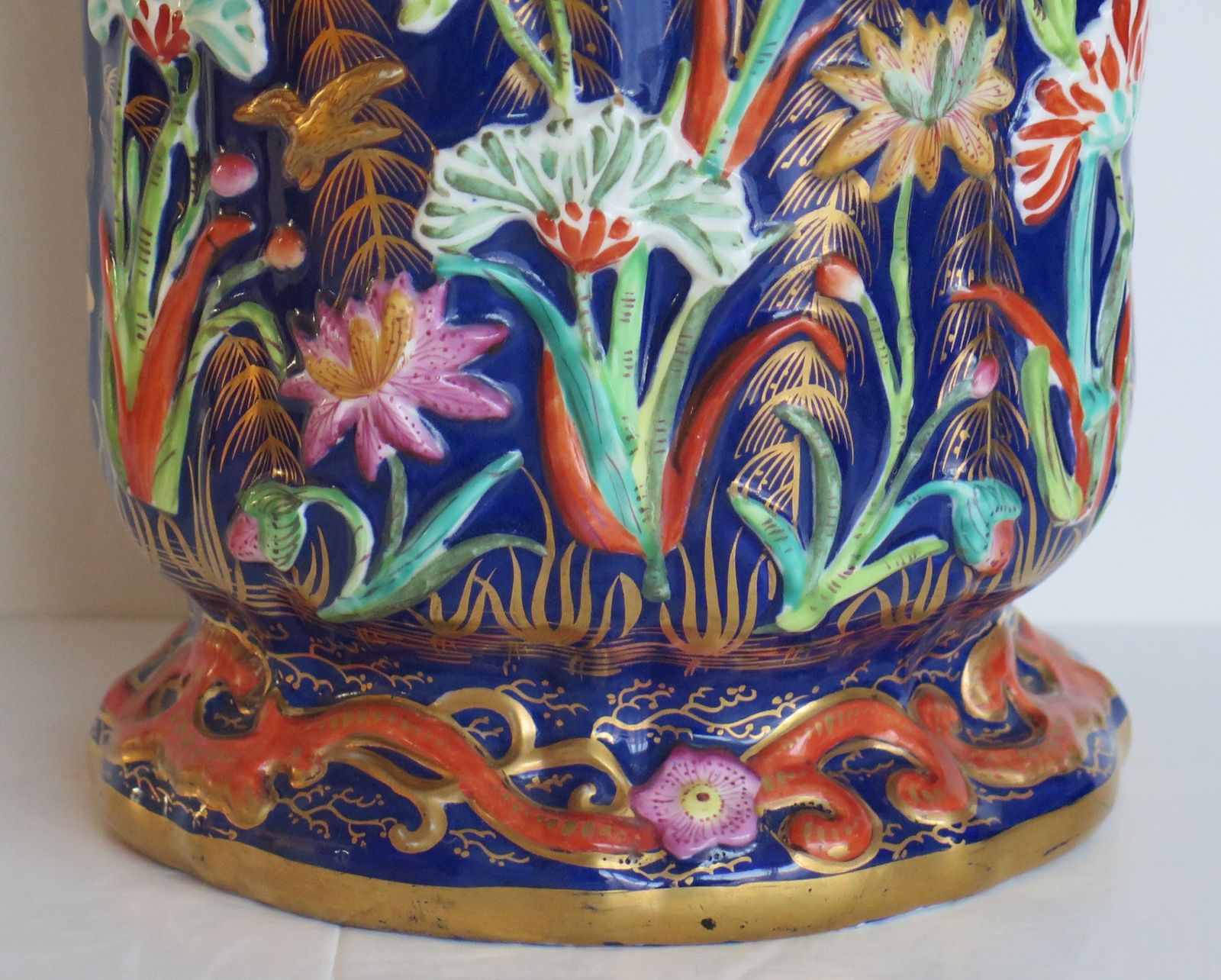 Rare Large Masons Ironstone Covered Vase With Relief Motifs, Circa 1825 photo Home Decor