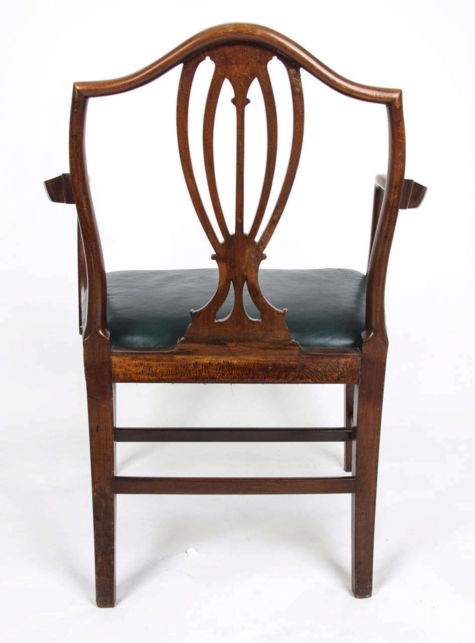 photo for sale Georgian Armchair Green Leather Seat, English Hepplewhite Circa 1785