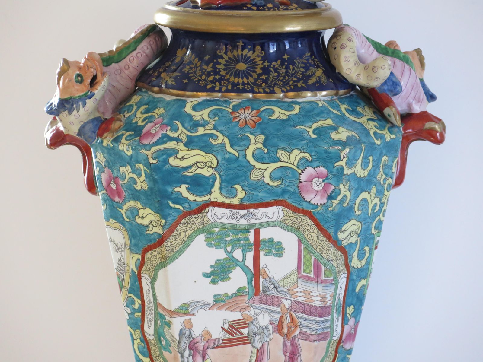 Rare Masons Ironstone Lidded Alcove Very Large Vase With Dragons, Ca 1825 photo Home Decor