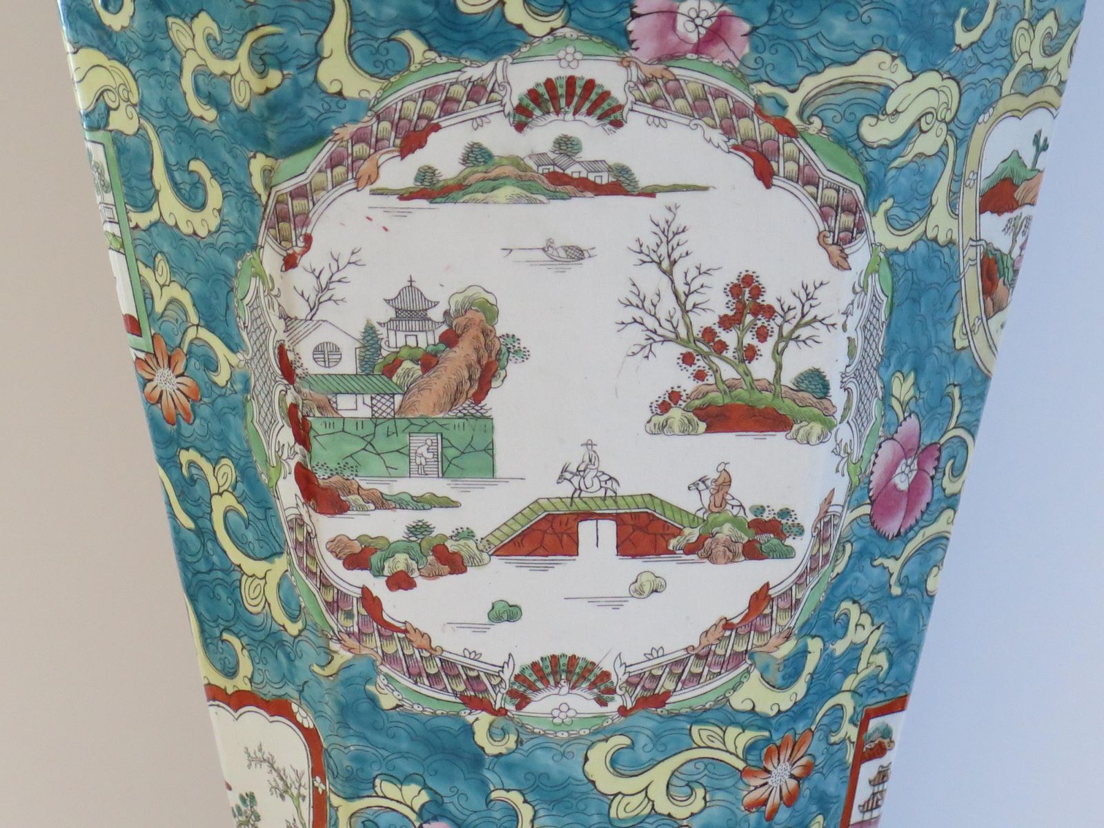 1400.0 Rare Masons Ironstone Lidded Alcove Very Large Vase With Dragons, Ca 1825 photo