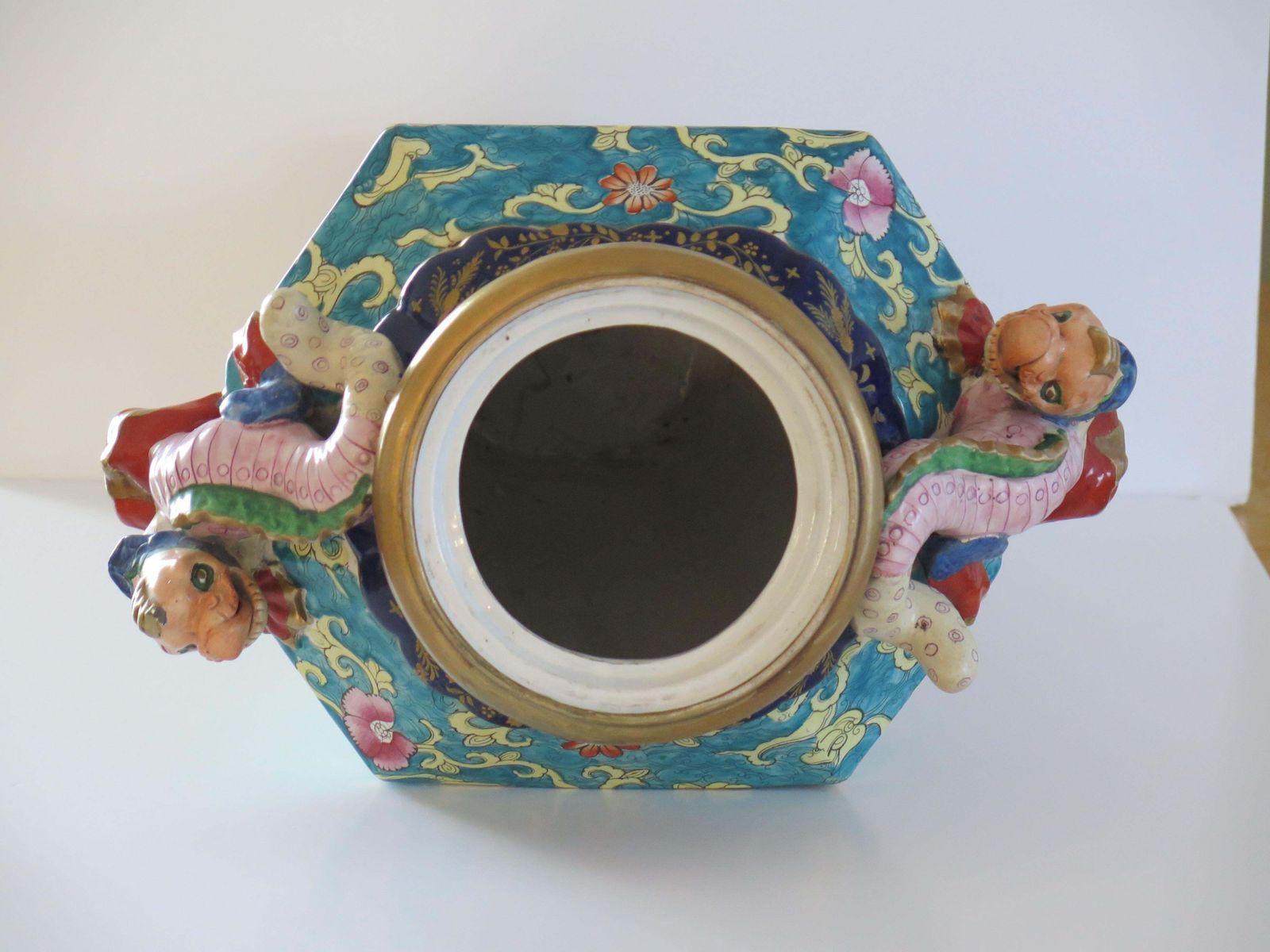 photo buy Rare Masons Ironstone Lidded Alcove Very Large Vase With Dragons, Ca 1825