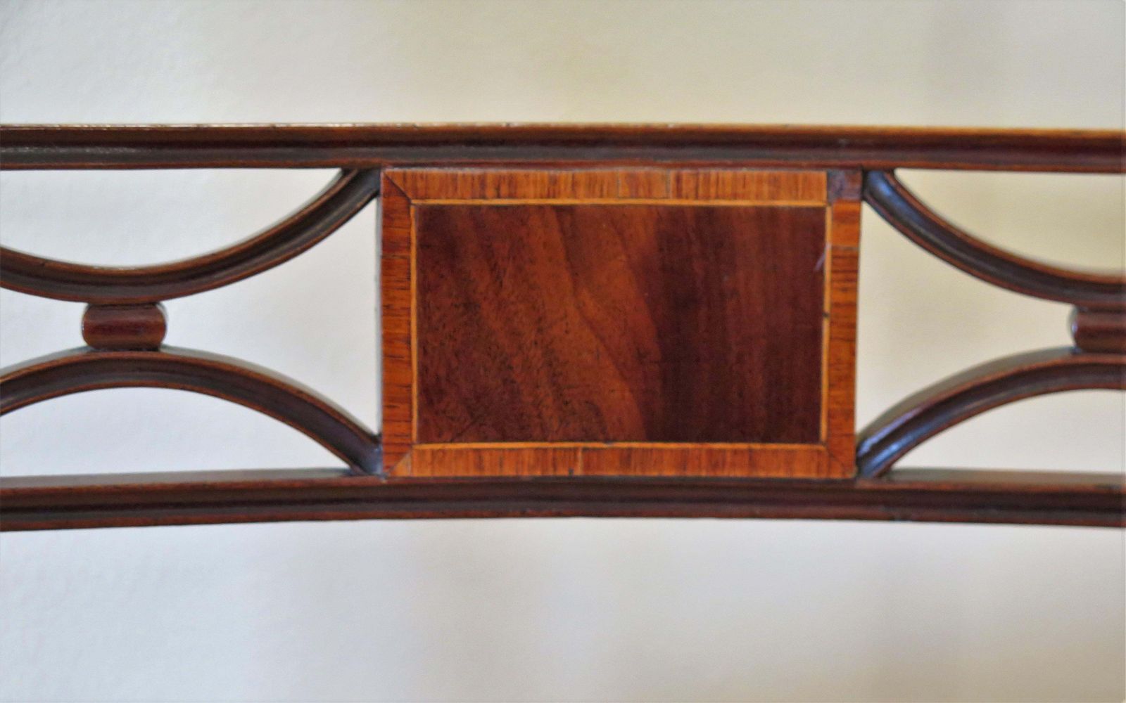 photo vintage Georgian Armchair Carved Inlaid Mahogany, English Sheraton Circa 1790