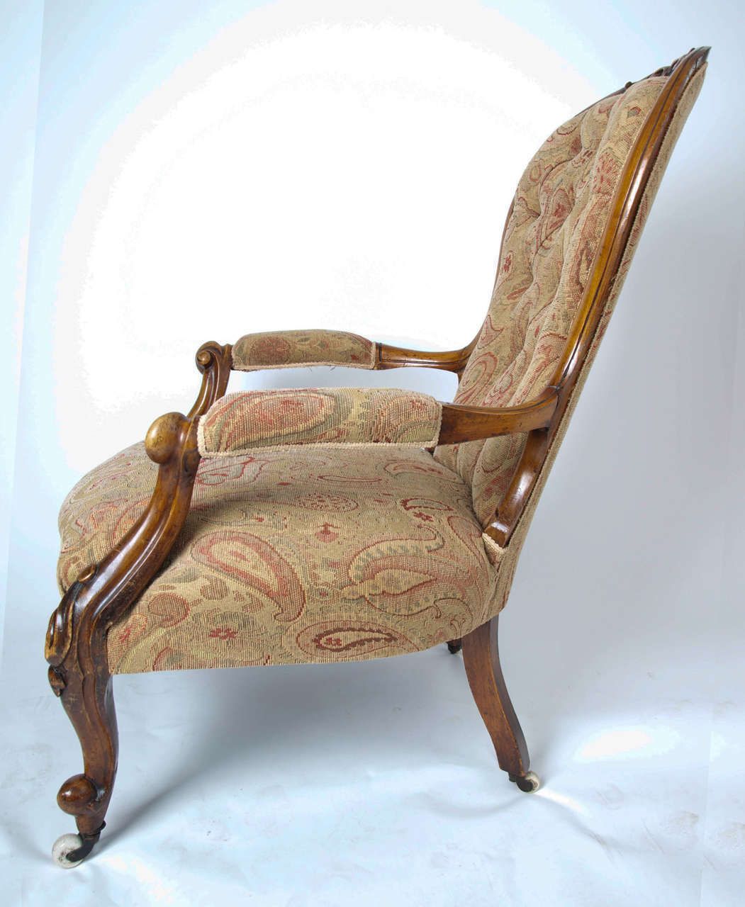 Mid 19th Century Spoon Back Open Armchair Walnut, English Victorian Circa 1850 photo vintage