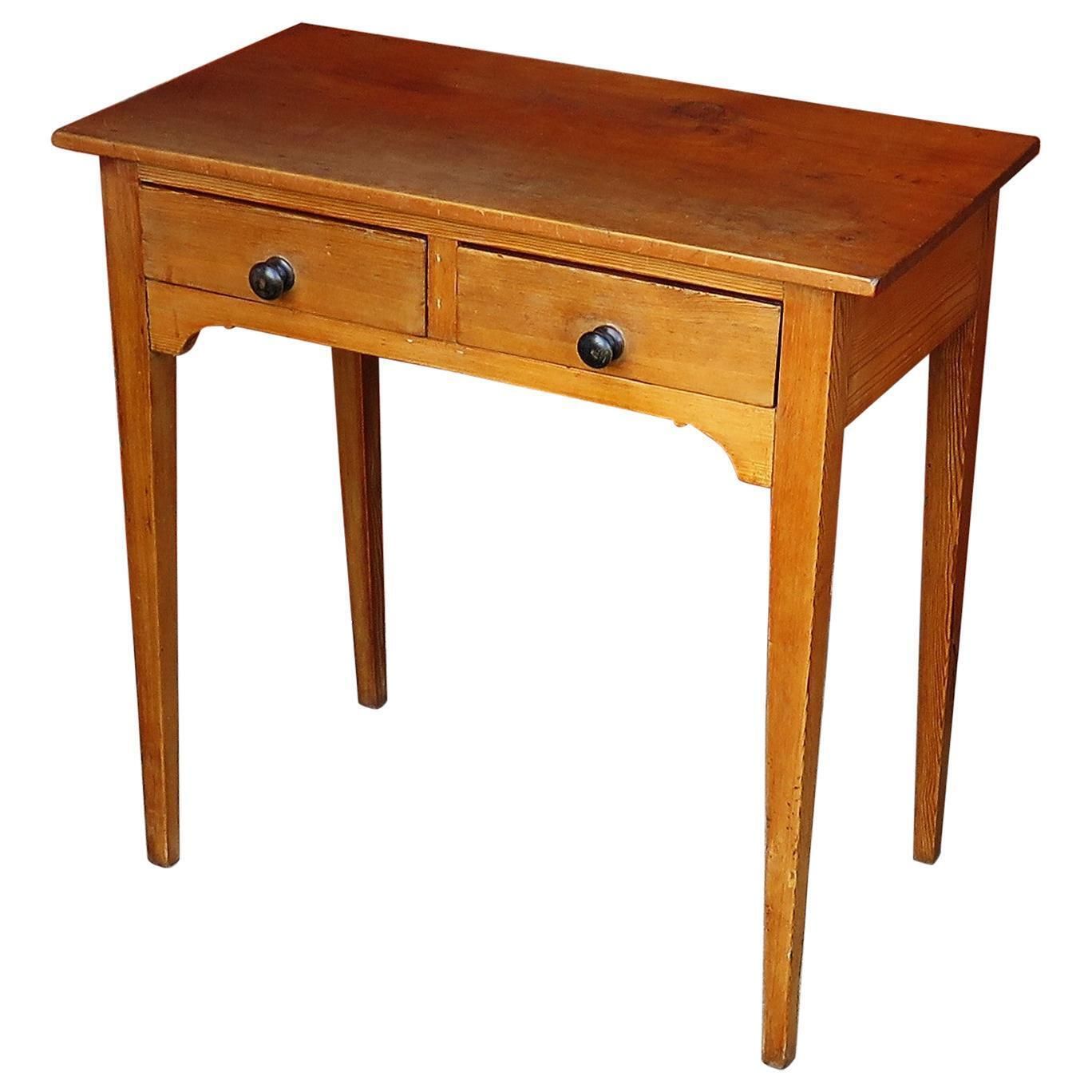 Georgian Solid Pine Side Table 2 Drawers, Circa 1790