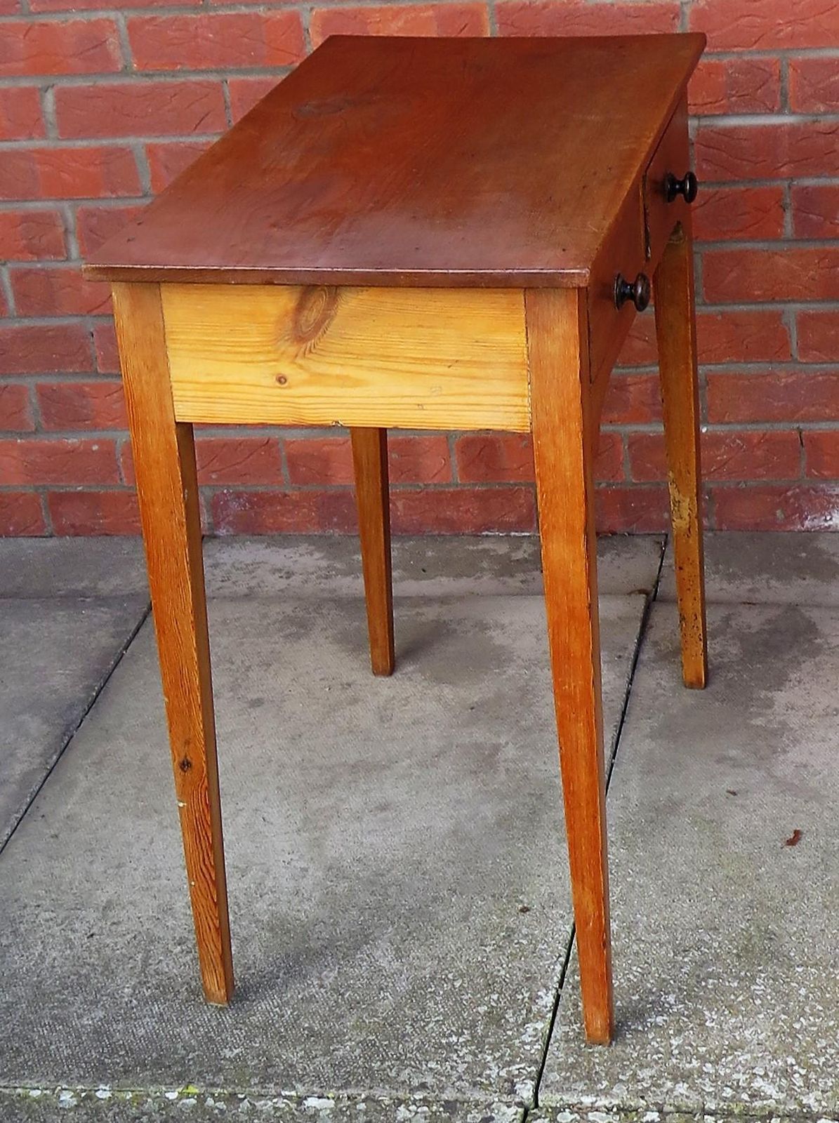 Furniture Georgian Solid Pine Side Table 2 Drawers, Circa 1790 photo