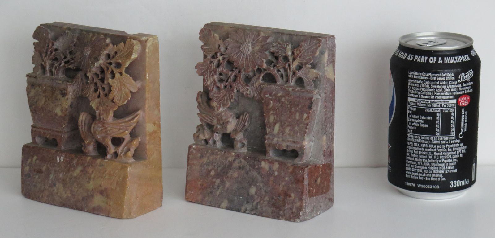 Chinese Bookends Of Soapstone Hand Carved, Republic Period Circa 1920s photo Home Decor